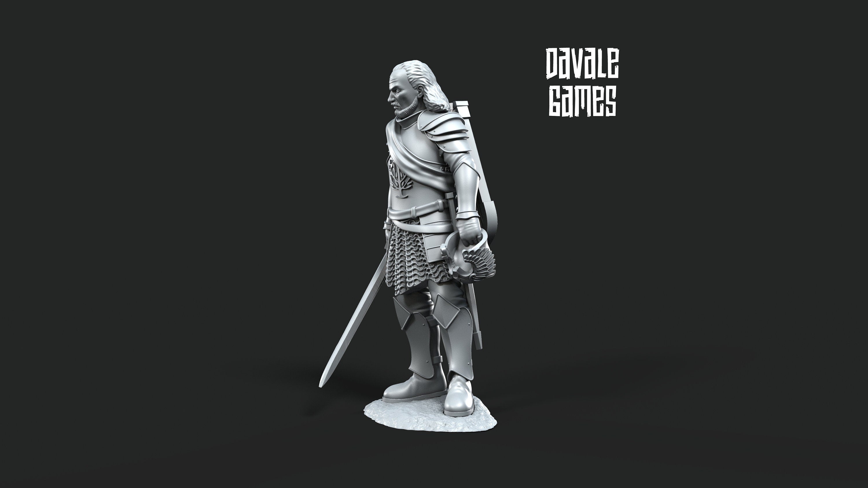 Gandor - Veteran Grey Castle Captain V1, Protectors of the Shire, Dune Din, Bowmen, Scouts miniatures for wargame D&D, Lotr...