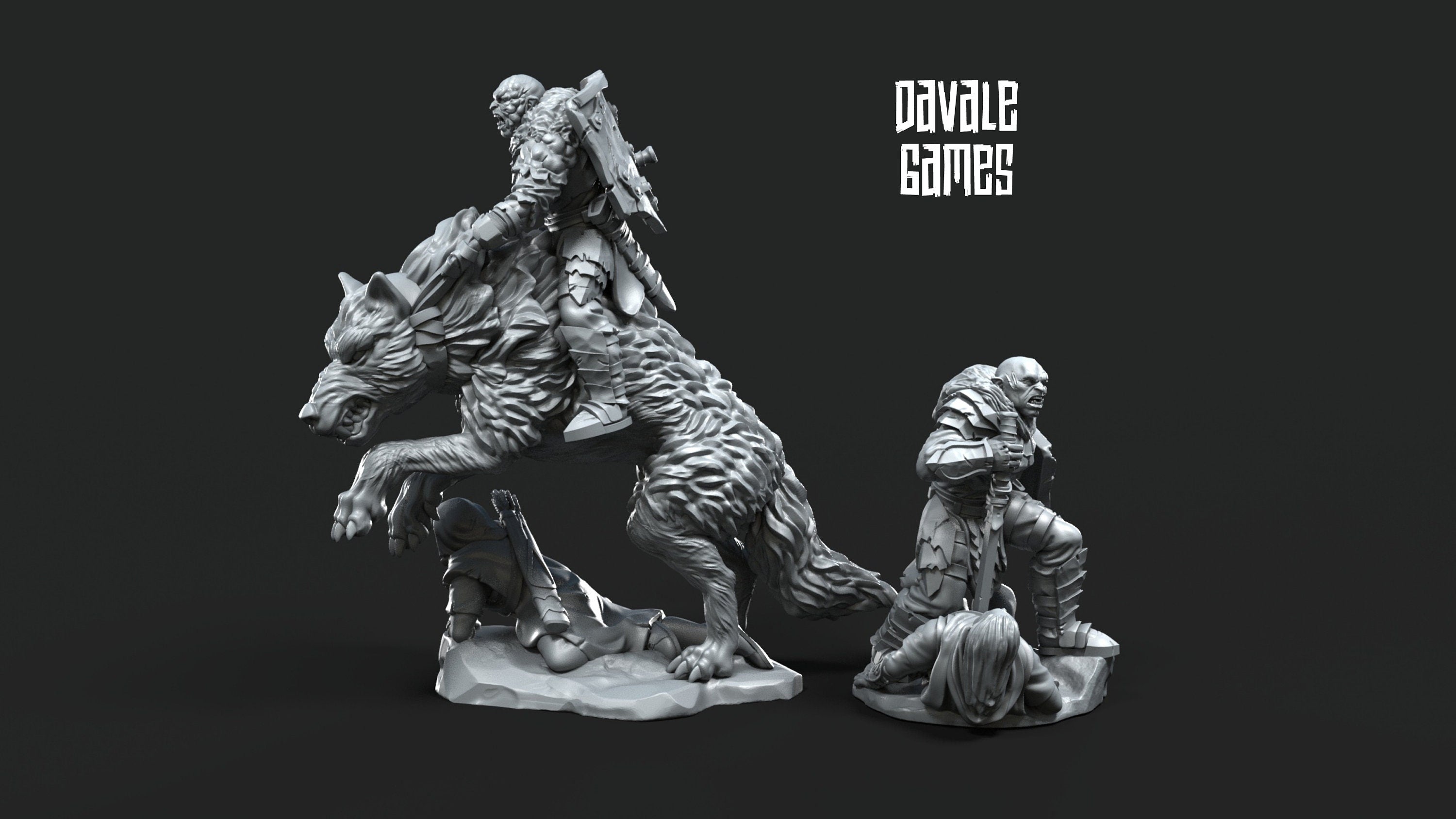 Orc horde - Dark Mage on Wyvern, Orc warriors warband, Davale, Middle rings miniatures pour wargame D&D, SDA...