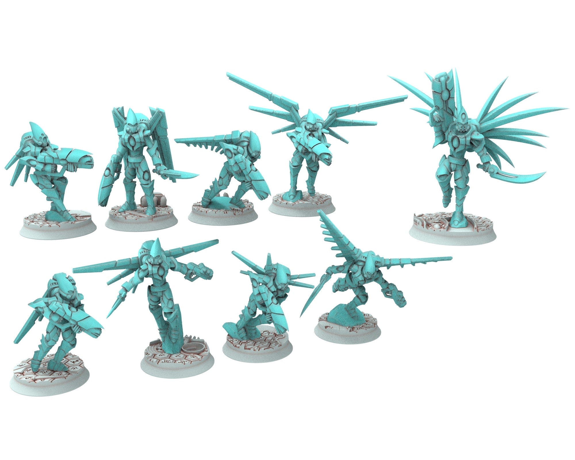 Space Elves - Flying Warriors & Boss modular miniature - Tech Elves Edge Miniatures, The Cursed Dimension