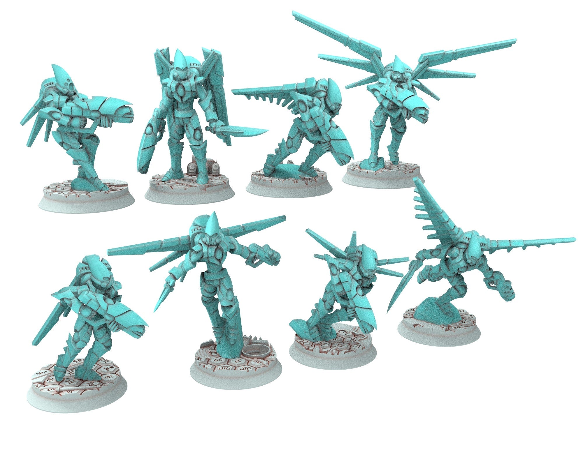 Space Elves - Flying Warriors & Boss modular miniature - Tech Elves Edge Miniatures, The Cursed Dimension