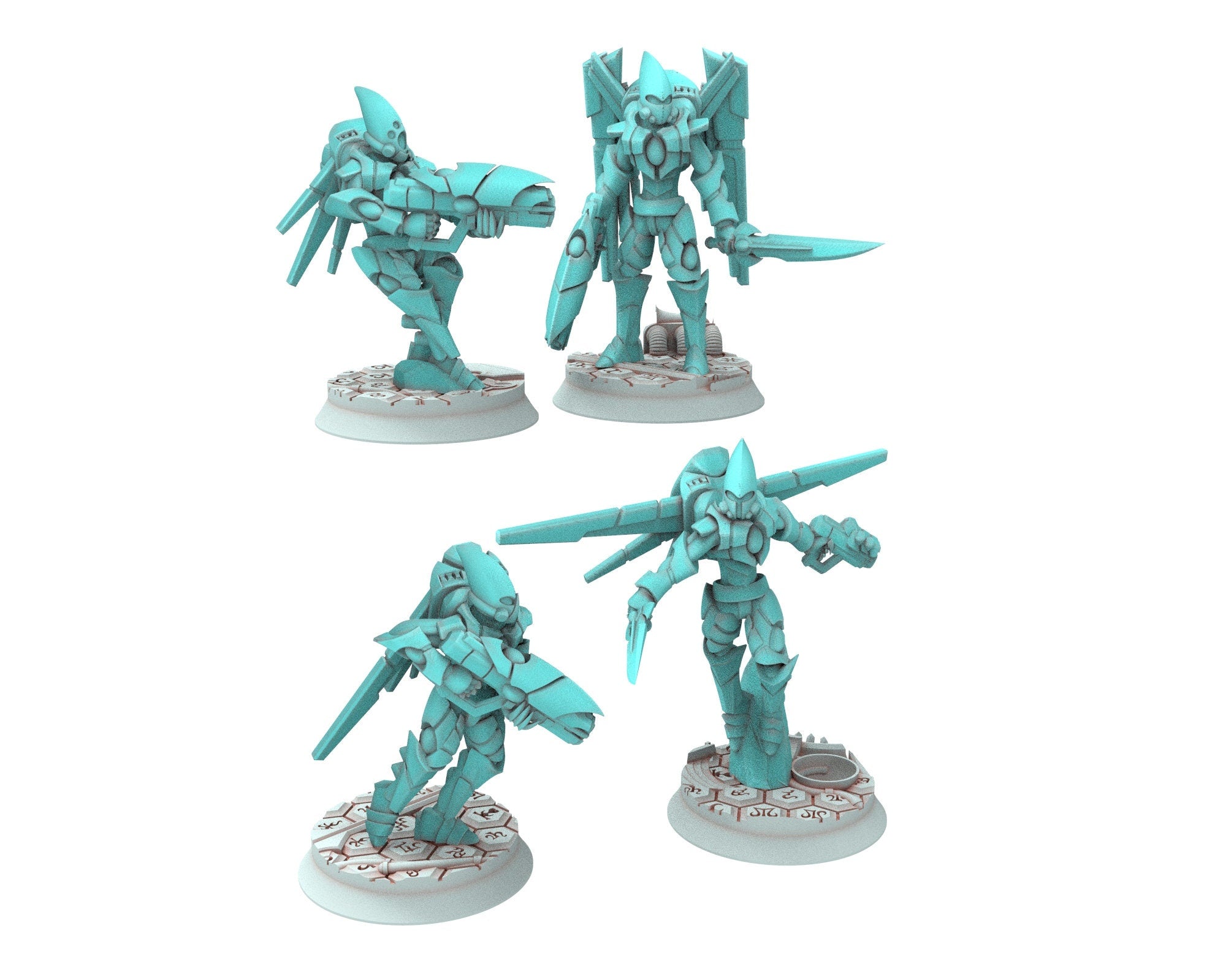 Space Elves - Flying Warriors & Boss modular miniature - Tech Elves Edge Miniatures, The Cursed Dimension