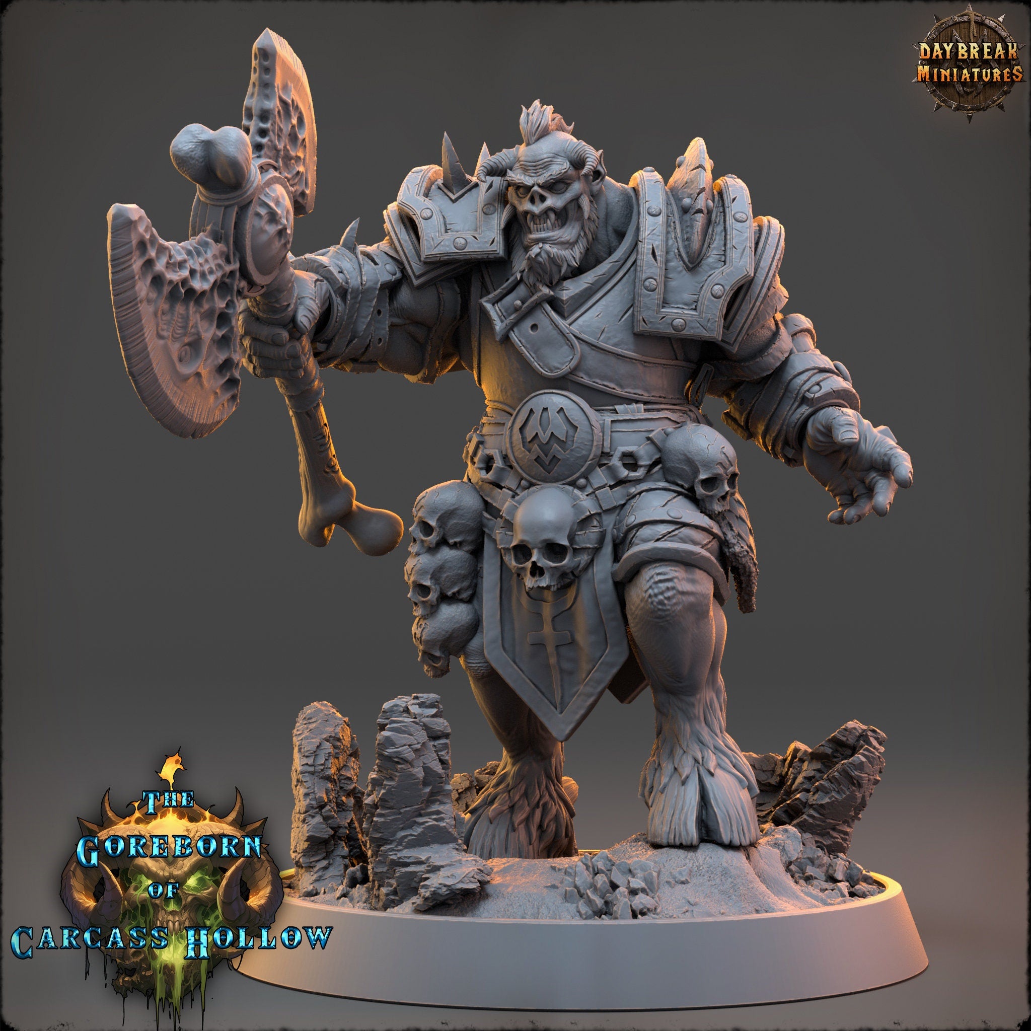 The Goreborn of Carcass Hollow - Myrath Spikeskull, quest for glory, DayBreak Miniatures, for Wargames, Dungeons & Dragons TTRPG