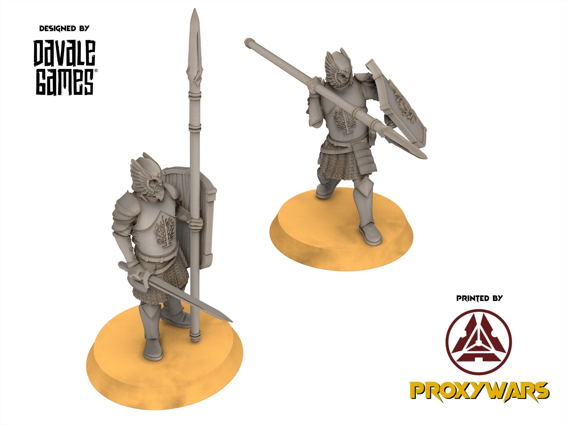 Gandor - x6 Grey Castle warriors with spears, Protectors of the Shire, Dune Din, Merbury, Bowmen, Scouts miniatures for wargame D&D, Lotr...