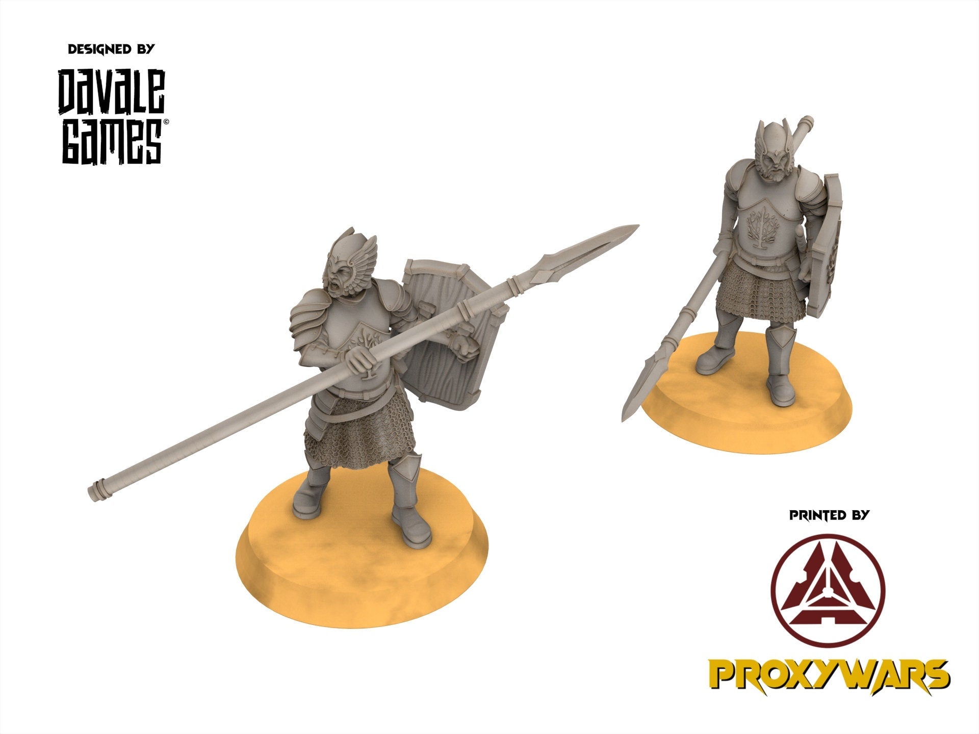 Gandor - x6 Grey Castle warriors with spears, Protectors of the Shire, Dune Din, Merbury, Bowmen, Scouts miniatures for wargame D&D, Lotr...