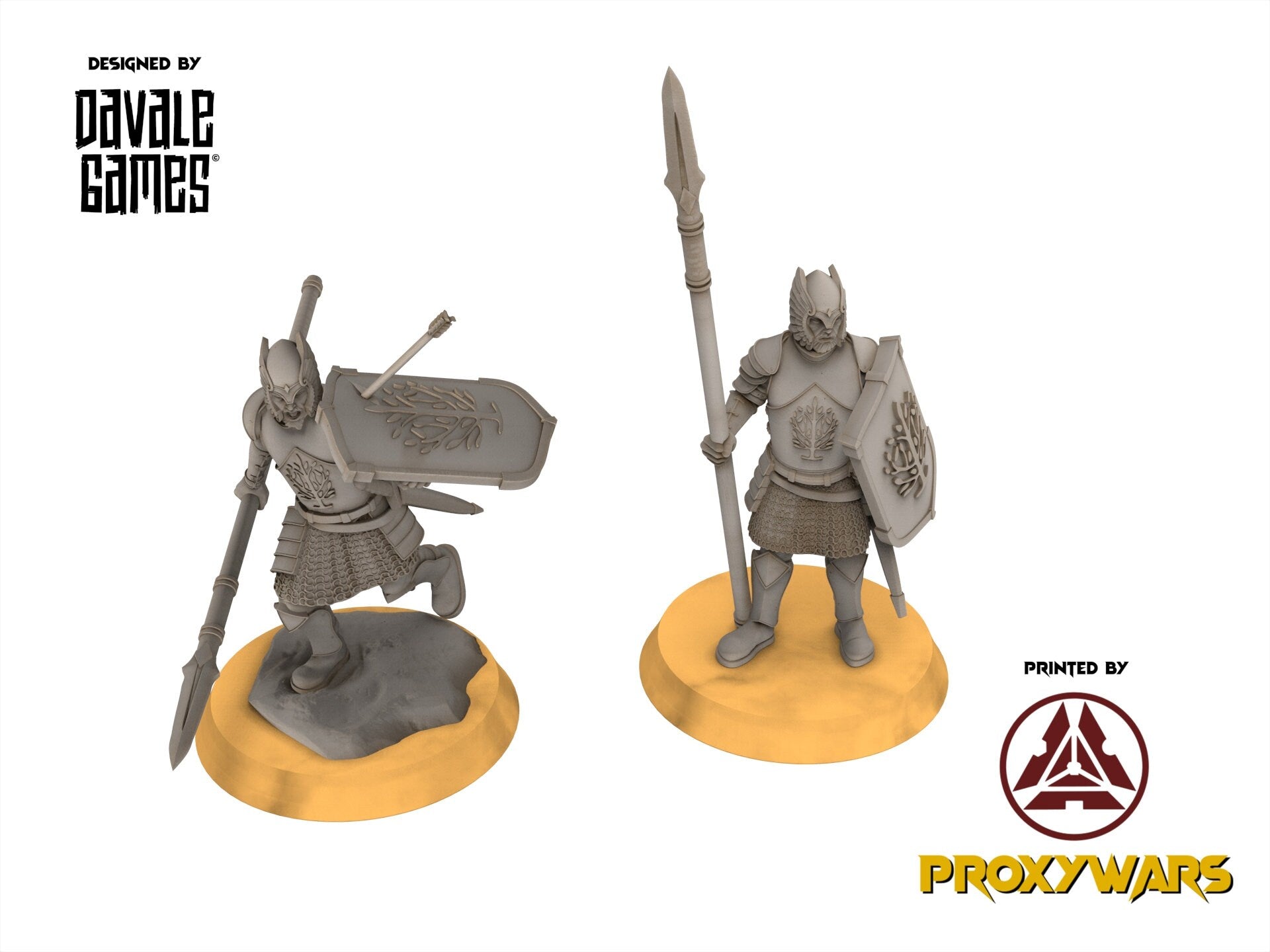 Gandor - x6 Grey Castle warriors with spears, Protectors of the Shire, Dune Din, Merbury, Bowmen, Scouts miniatures for wargame D&D, Lotr...