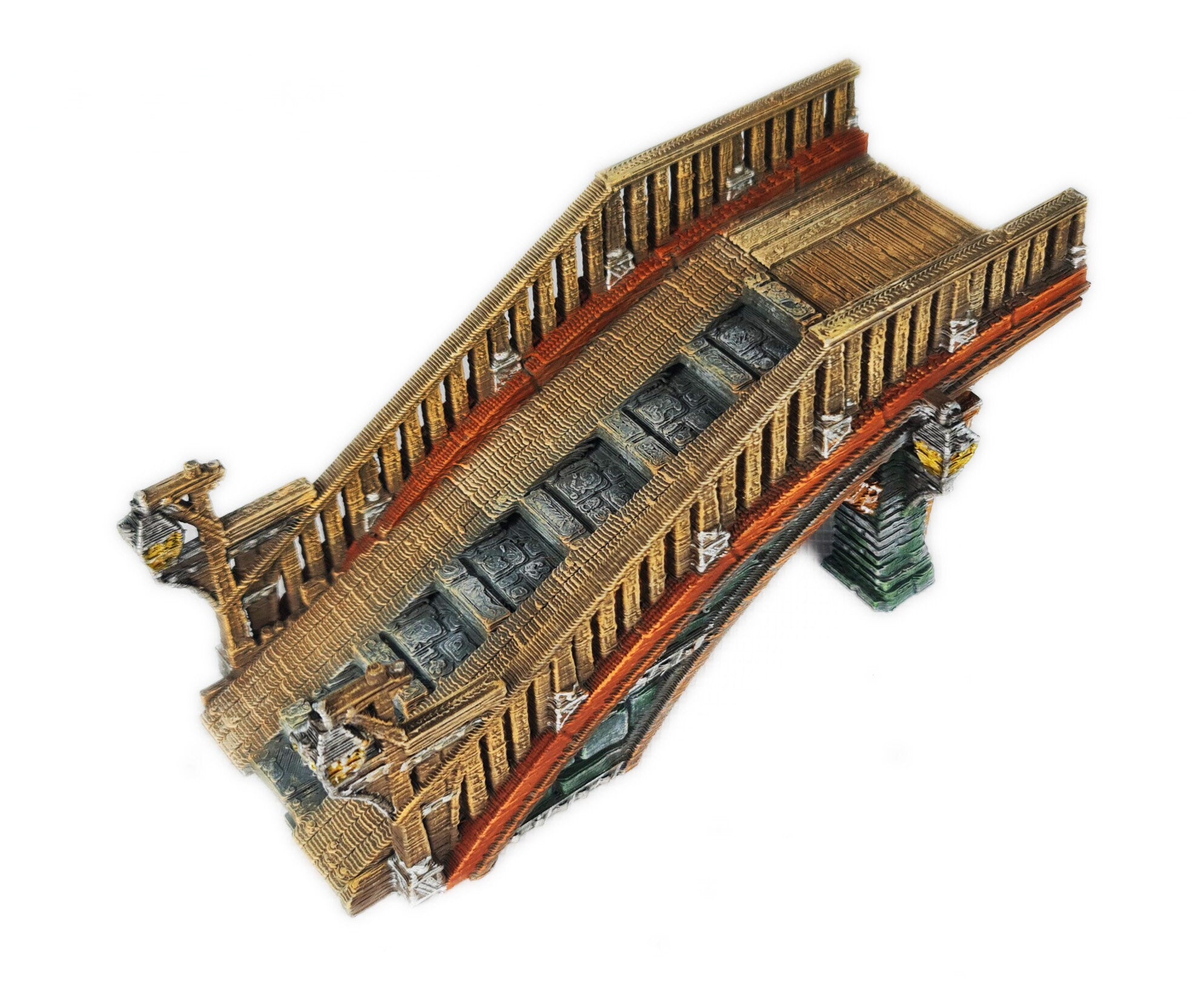 Medieval Town scenery building - Long bridge - PLA for Oldworld, Dungeon & Dragons, Frostgrave, Age of fantasy battle skirmish wargame