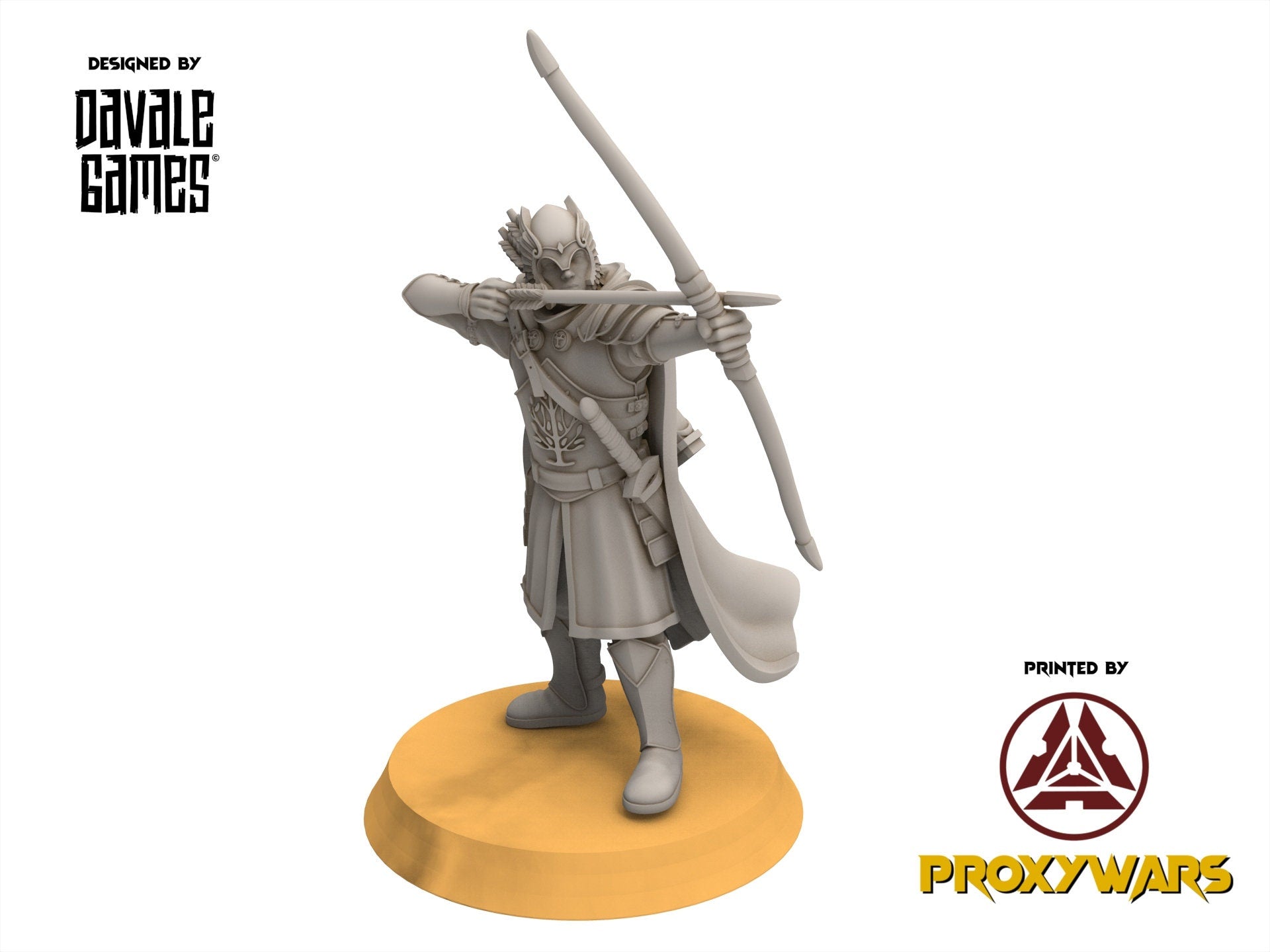 Gandor - x3 Grey Castle Guard with Long Bows, Protectors of the Shire, Dune Din, Merbury, Bowmen, Scouts miniatures for wargame D&D, Lotr...