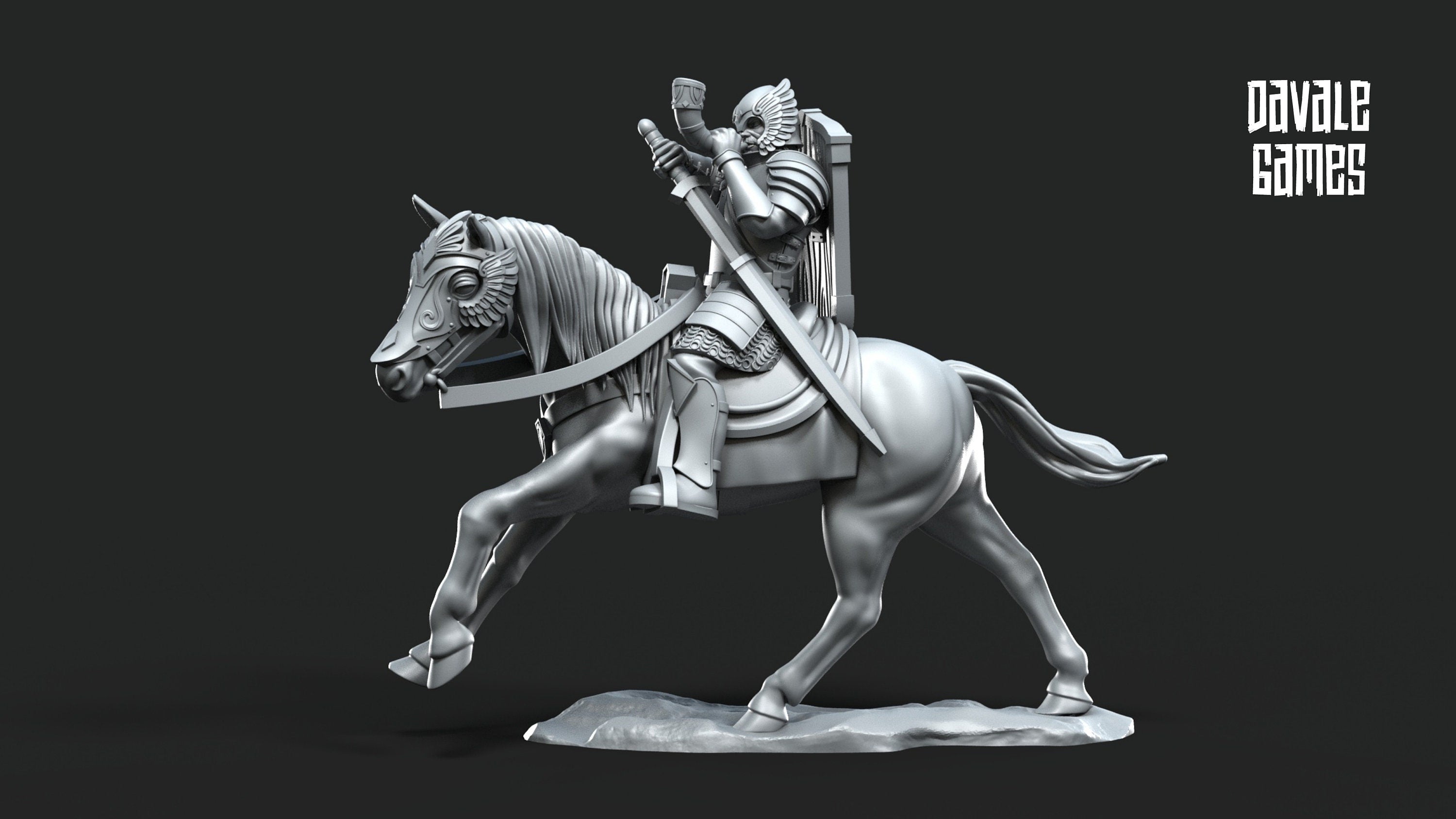 Gandor - Grey Castle Horn Mounted and foot, Banner Protectors of the shire, miniatures for wargame D&D, Lotr...
