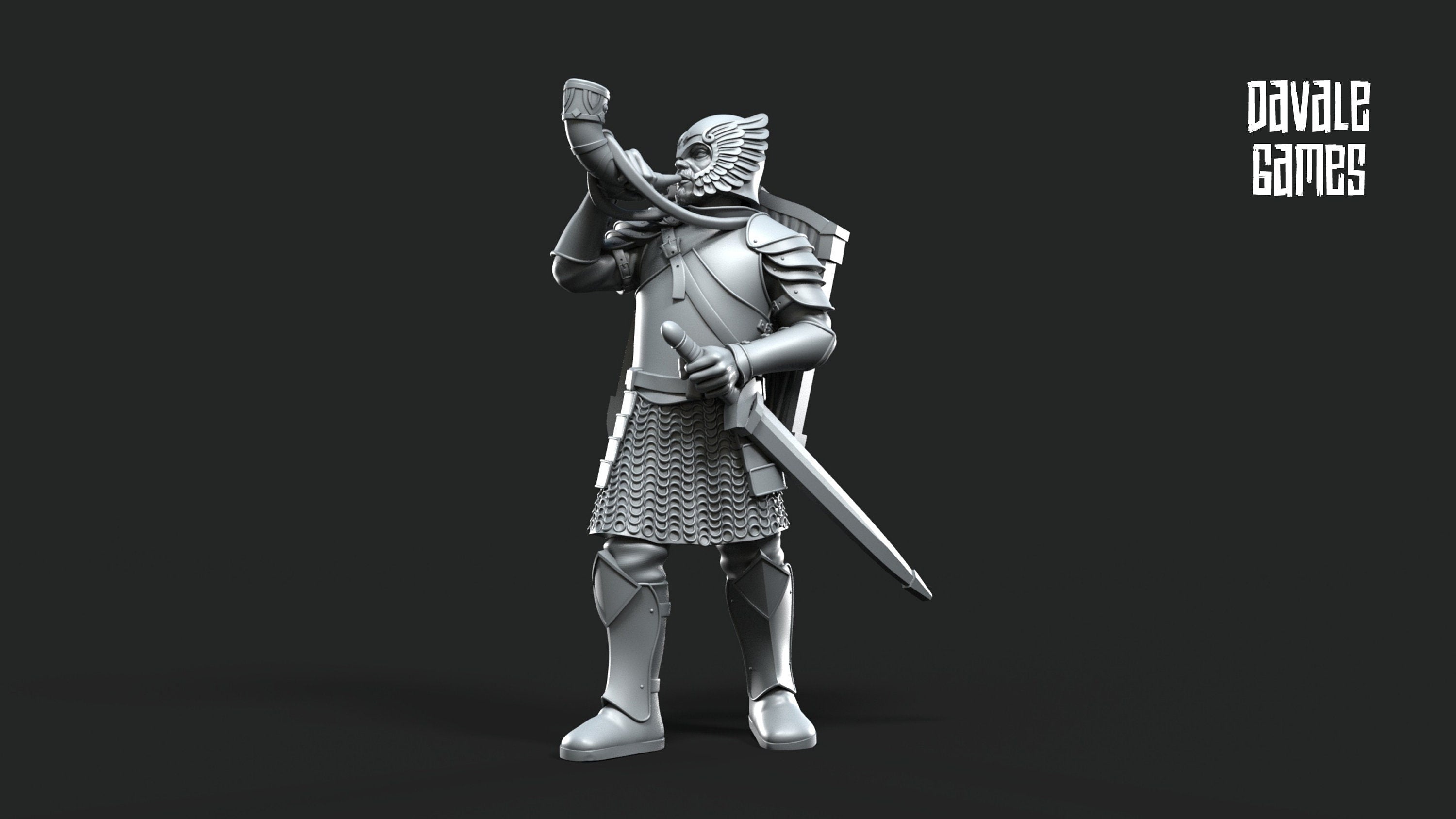 Gandor - Grey Castle Horn Mounted and foot, Banner Protectors of the shire, miniatures for wargame D&D, Lotr...