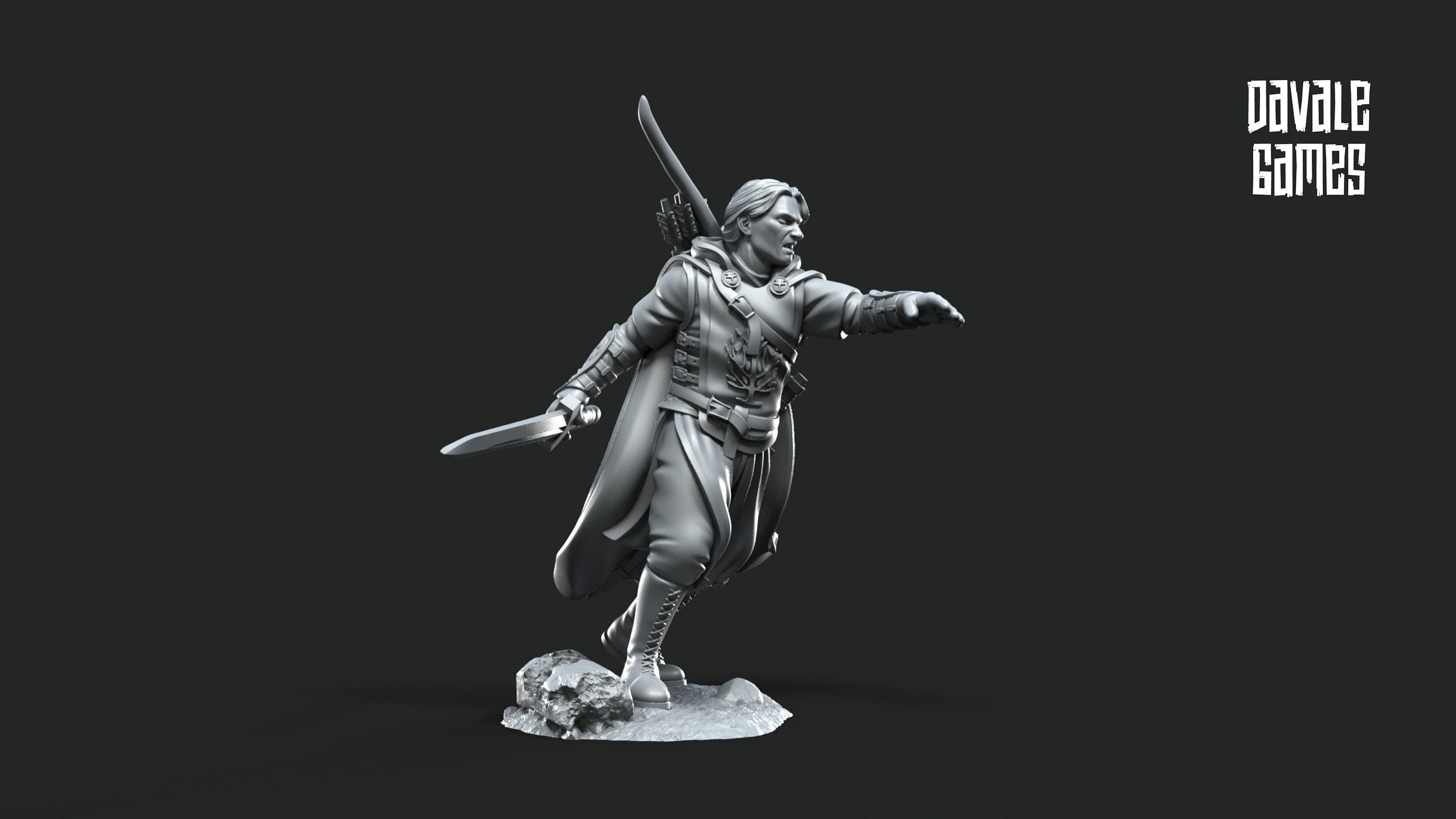 Gandor - Grey Castle Madir, Captain of Rangers, Banner Protectors of the shire, miniatures for wargame D&D, Lotr...