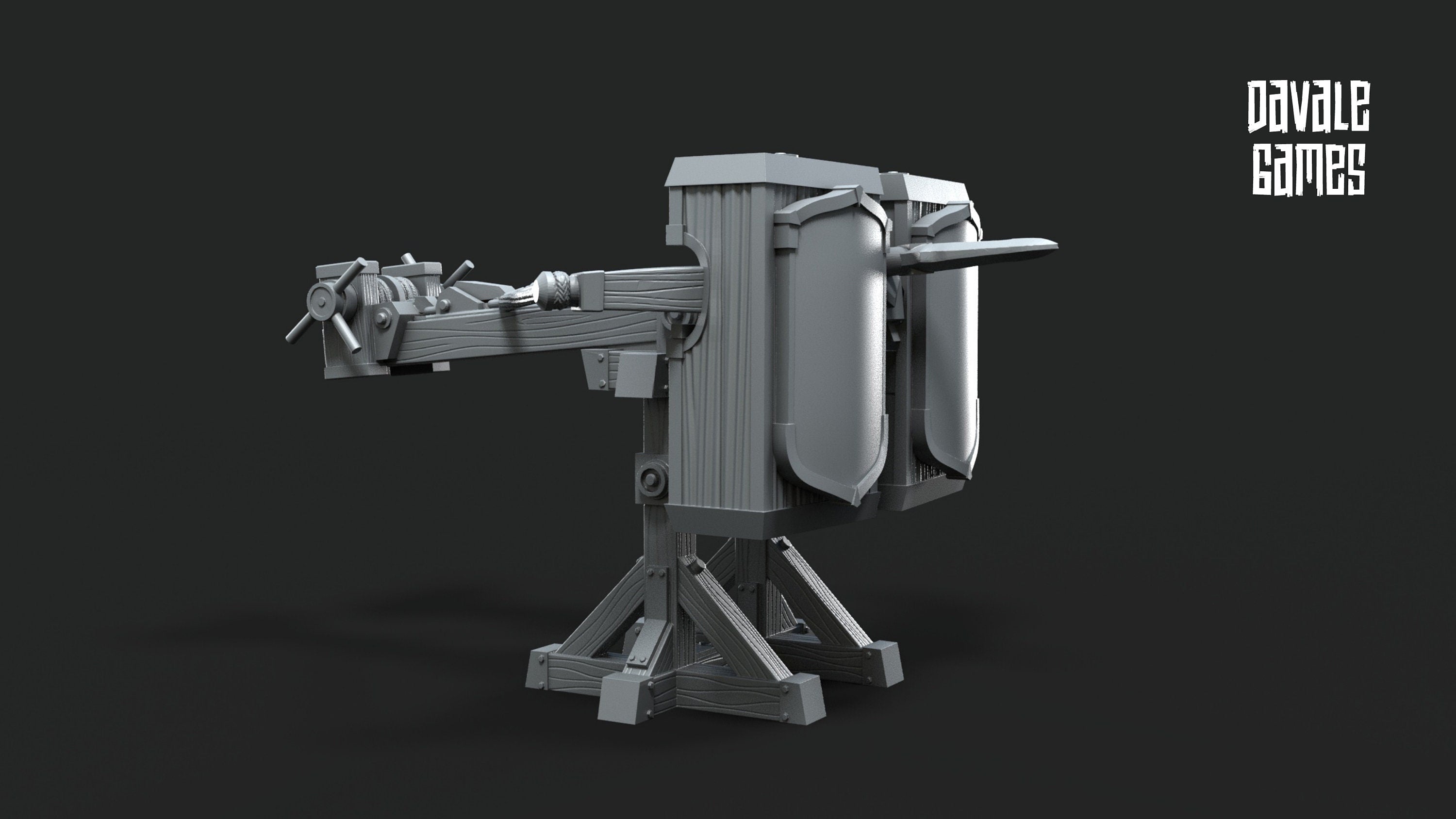 Gandor - Grey Castle Rocket Launcher with Dotation, Banner Protectors of the shire, miniatures for wargame D&D, Lotr...
