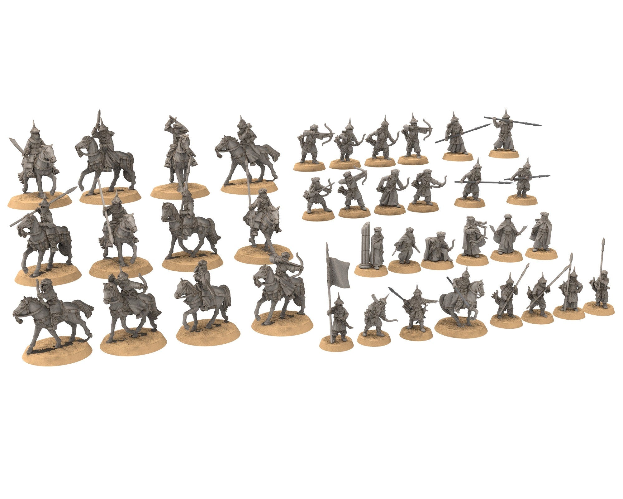 Harad - Southron Horses, Berber nomads, Harad Bedouin Arabs Sarazins Medbury miniatures for wargame D&D, Lotr...