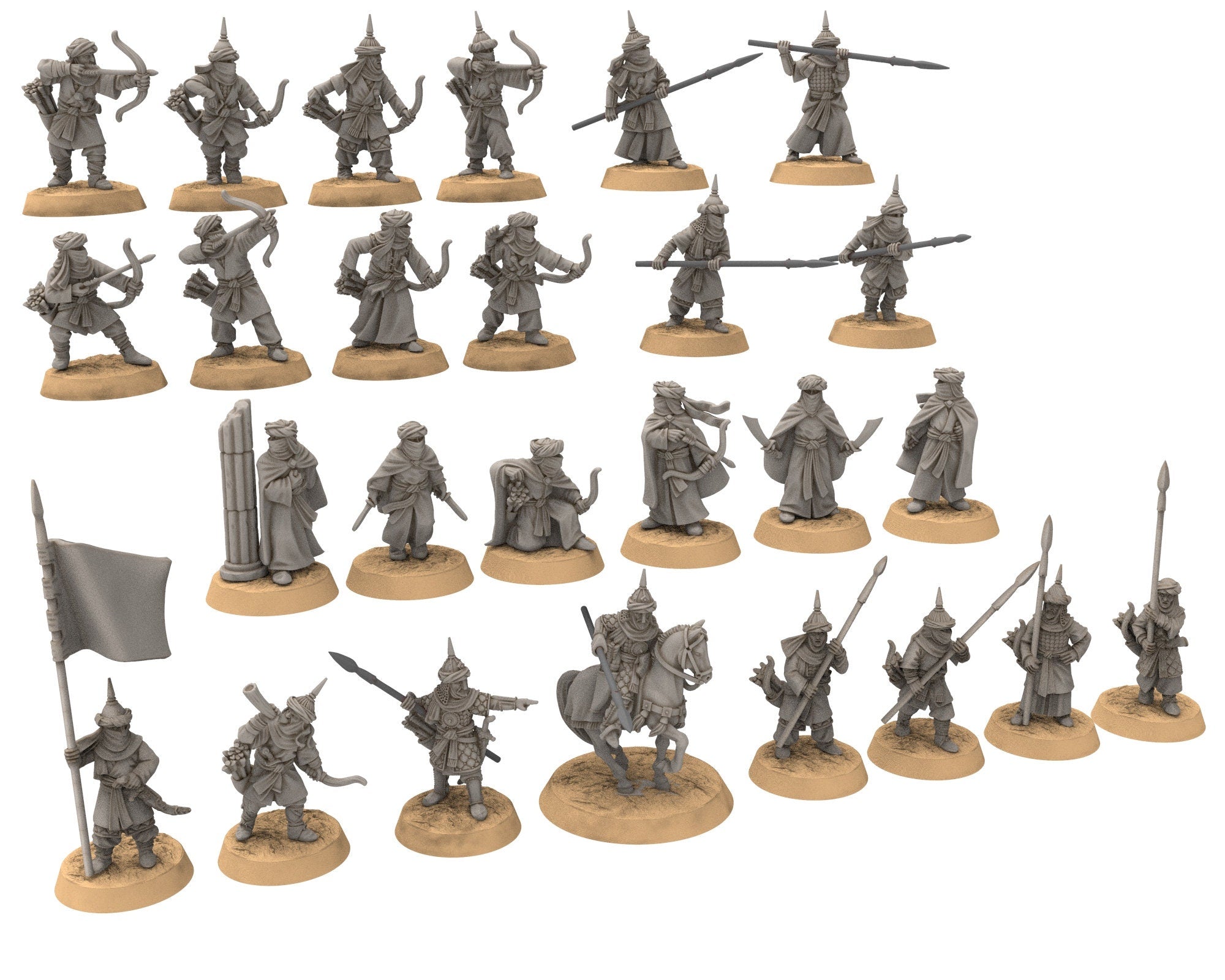 Harad - Southron Cheiftan on foot, Berber nomads, Harad Bedouin Arabs Sarazins Medbury miniatures for wargame D&D, Lotr...