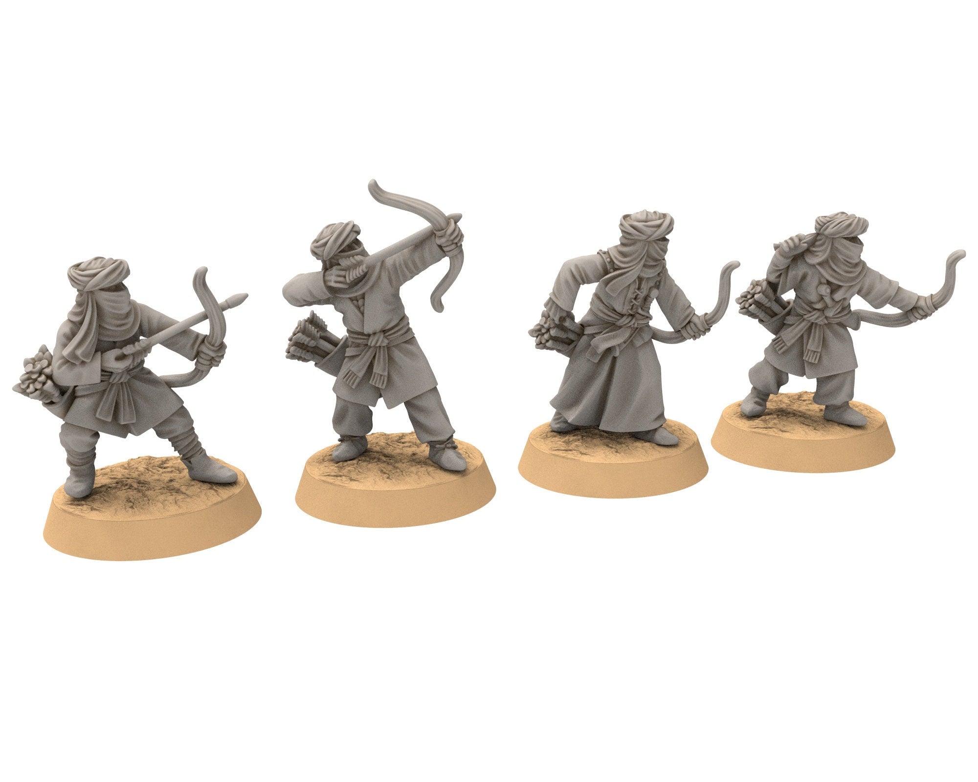 Harad - Southron Conscript with Bows on foot, Berber nomads, Harad Bedouin Arabs Sarazins Medbury miniatures for wargame D&D, Lotr...