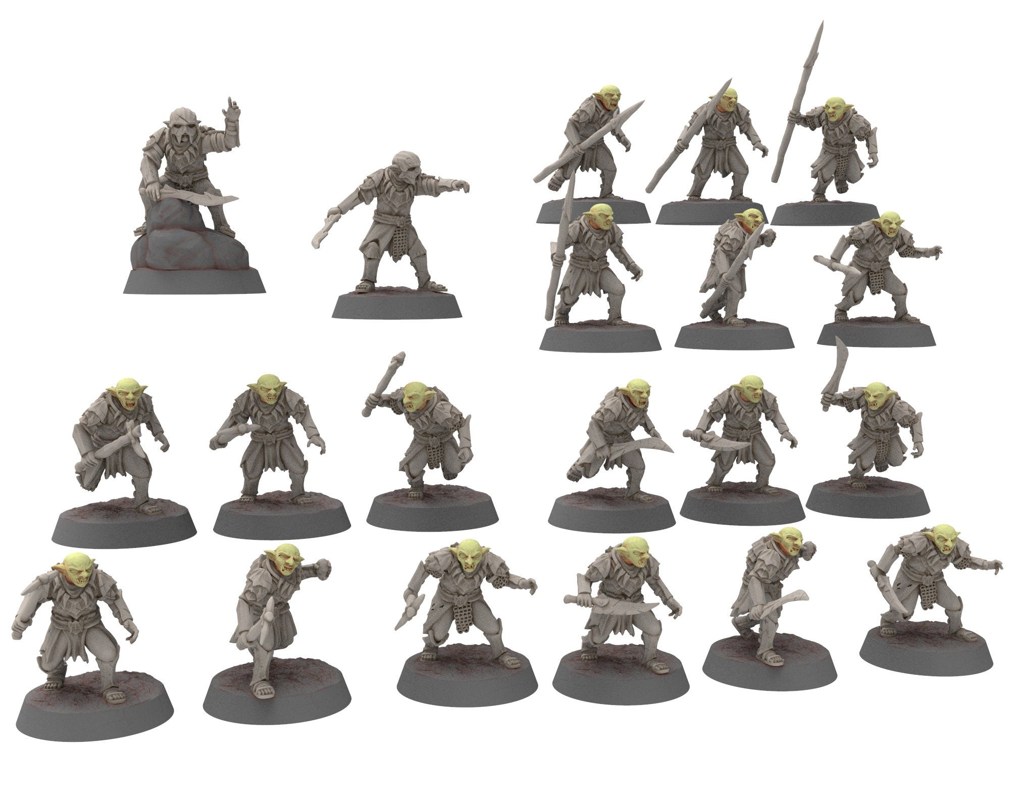 Goblin cave - Mercenary warriors Captain, Middle rings for wargame DnD, Frostgrave, LOTR... Modular miniatures Quatermaster3D