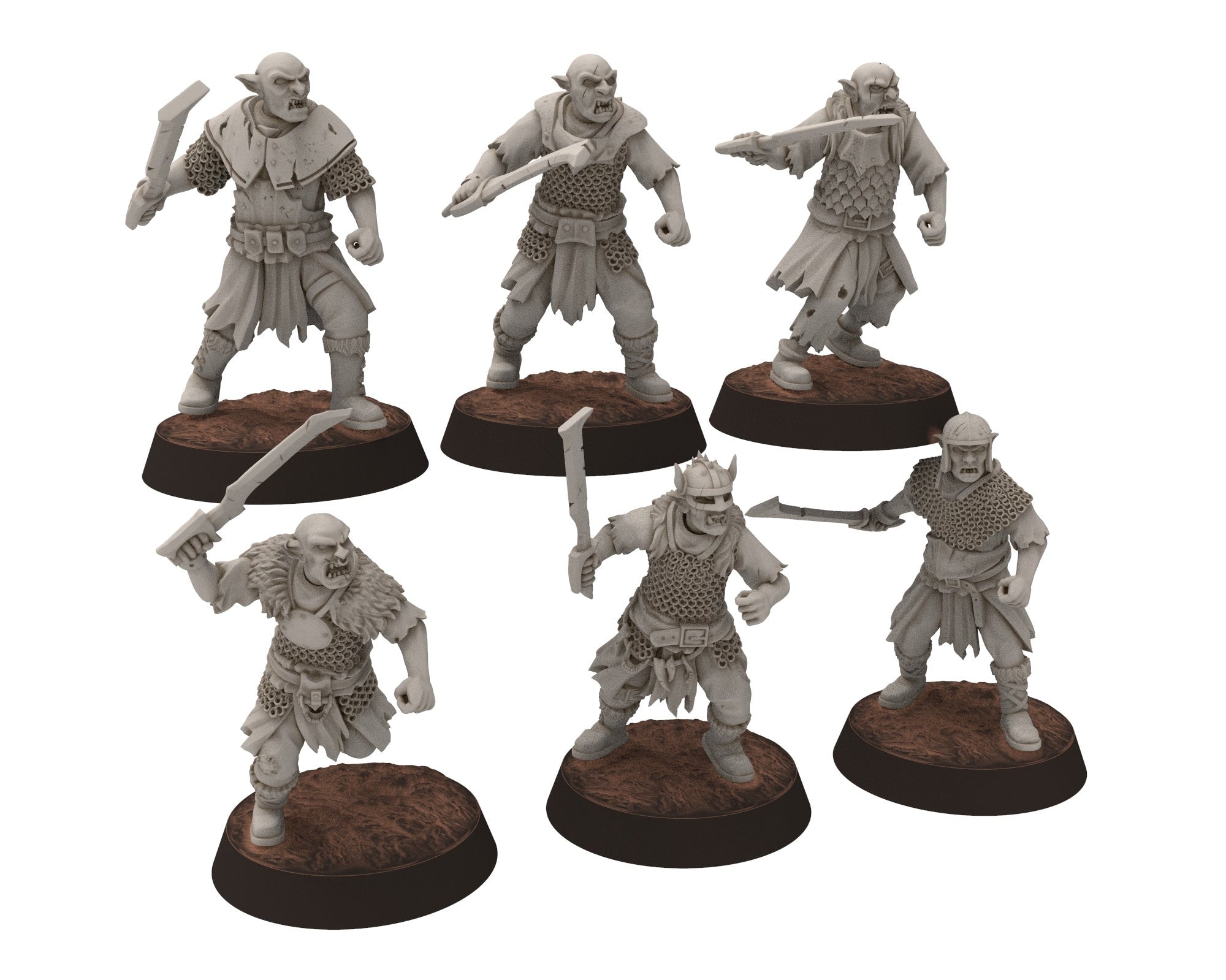 Orc horde - Lieutenant warriors warband, Middle rings miniatures for wargame DnD, LOTR, Frostgrave... Modular miniatures Quatermaster3D