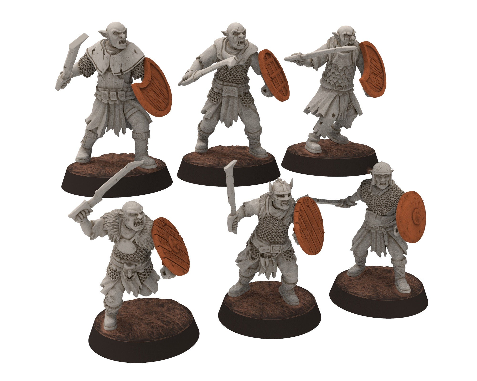 Orc horde - Lieutenant wolf warriors warband, Middle rings miniatures for wargame DnD, LOTR, Frostgrave... Modular miniatures Quatermaster3D