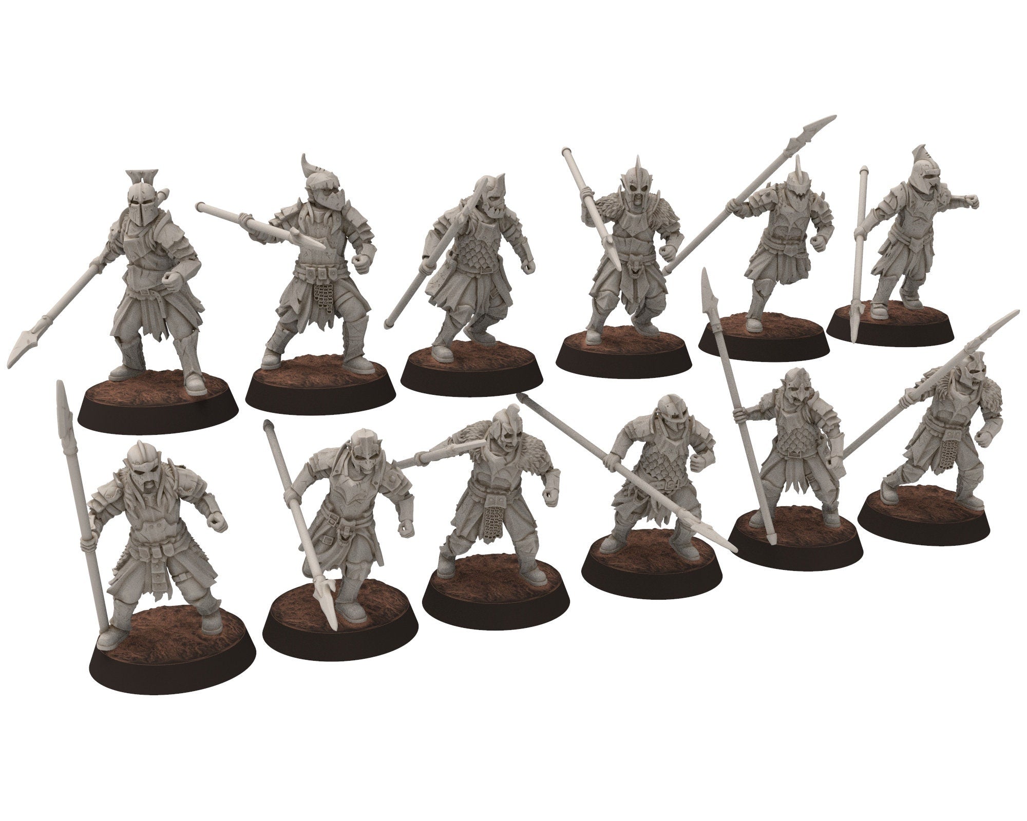 Orc horde - Heavy warriors Sword warband, Middle rings for wargame DnD, LOTR, Frostgrave... Modular miniatures Quatermaster3D