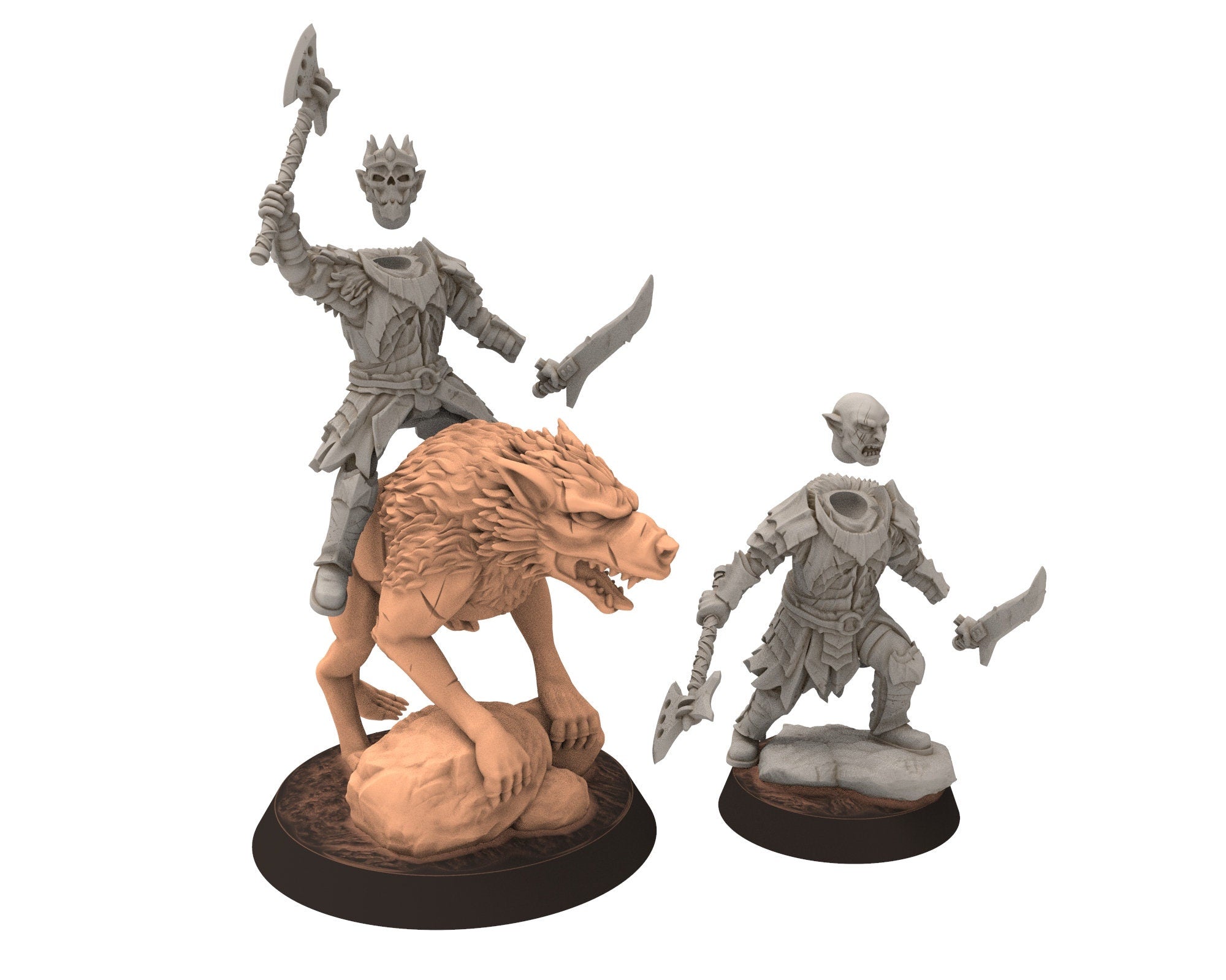 Orc horde - Heavy warriors Sword & Shield warband, Middle rings for wargame DnD, LOTR, Frostgrave... Modular miniatures Quatermaster3D