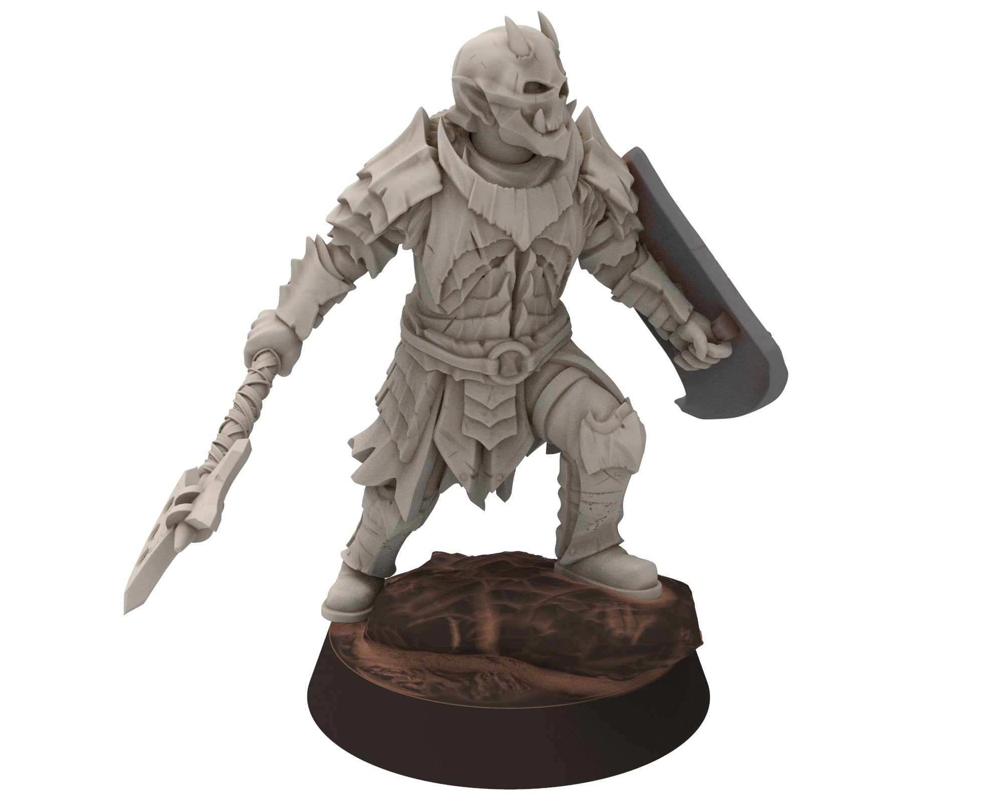 Orc horde - Heavy warriors Sword & Shield warband, Middle rings for wargame DnD, LOTR, Frostgrave... Modular miniatures Quatermaster3D