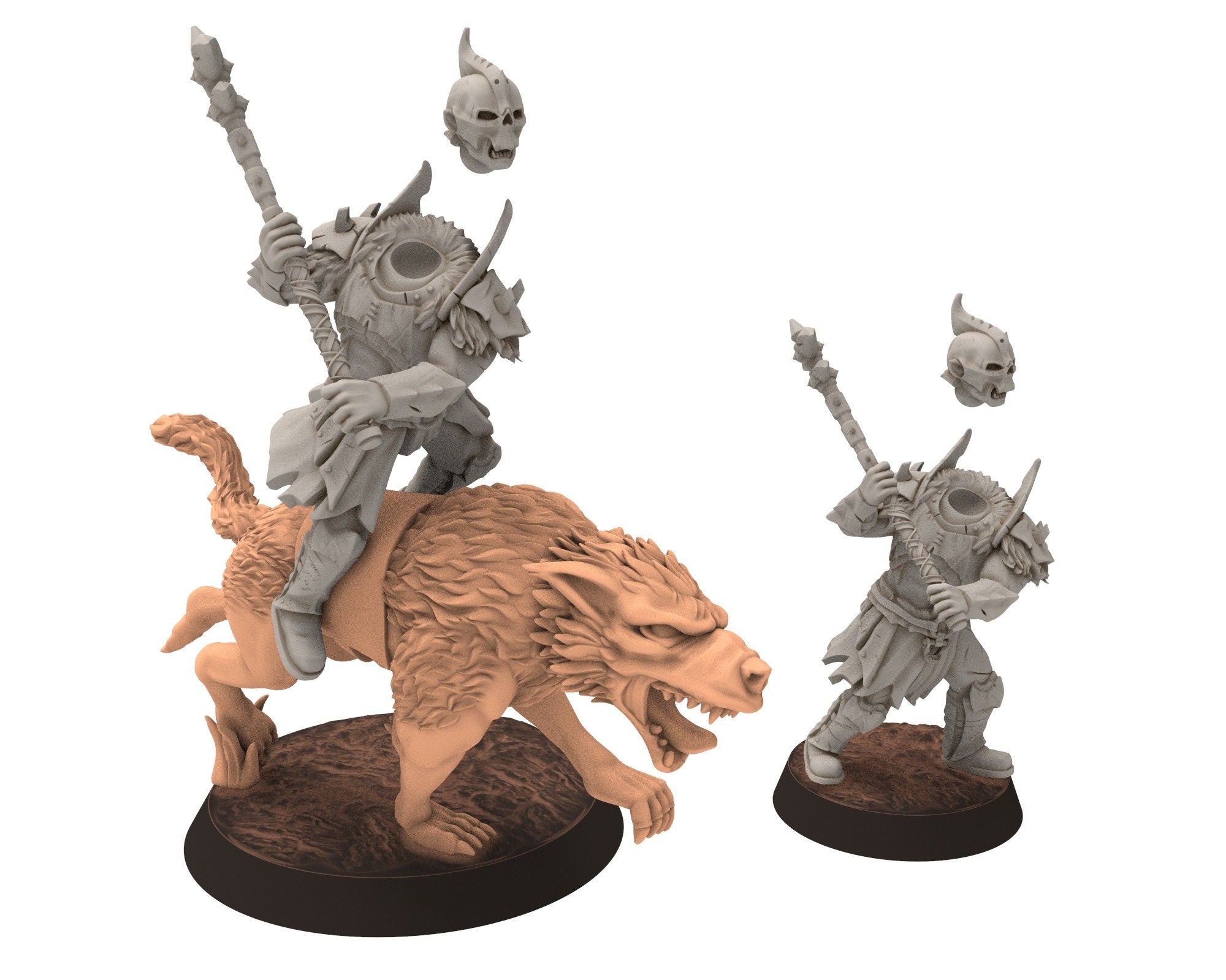 Orc horde - Fierce Warlord on foot warriors warband, Middle rings for wargame DnD, LOTR, Frostgrave... Modular miniatures Quatermaster3D