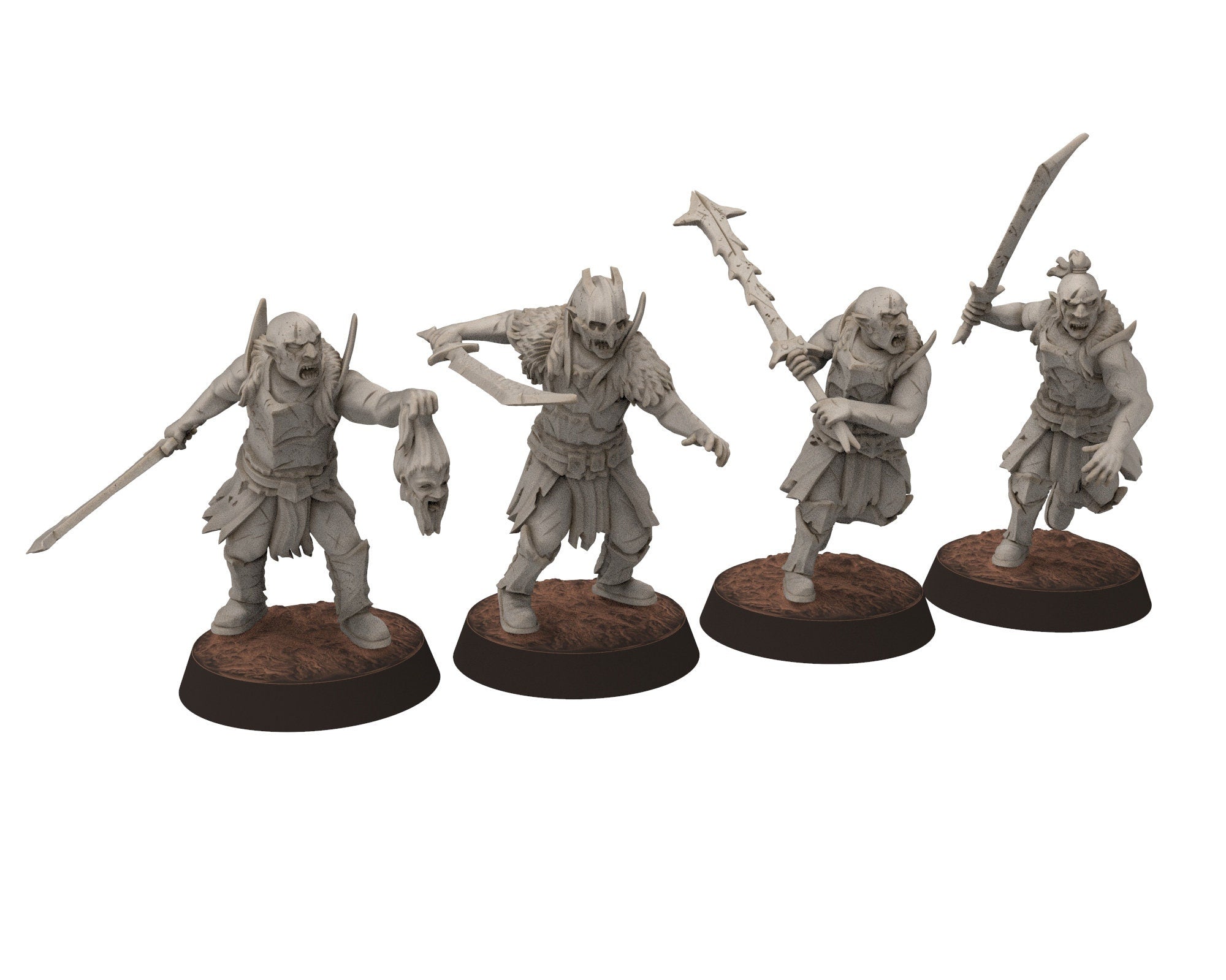 Orc horde - Line Breakers Spearmen warriors warband, Middle rings for wargame D&D, LOTR, Frostgrave... Modular miniatures Quatermaster3D