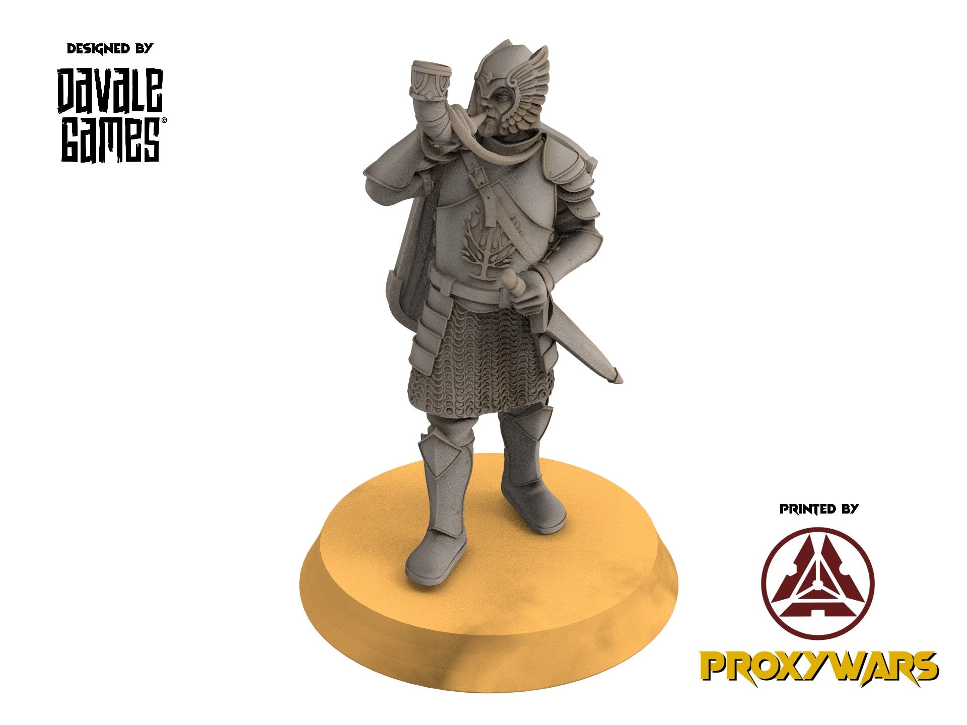 Gandor - Grey Castle Horn Mounted and foot, Banner Protectors of the shire, miniatures for wargame D&D, Lotr...