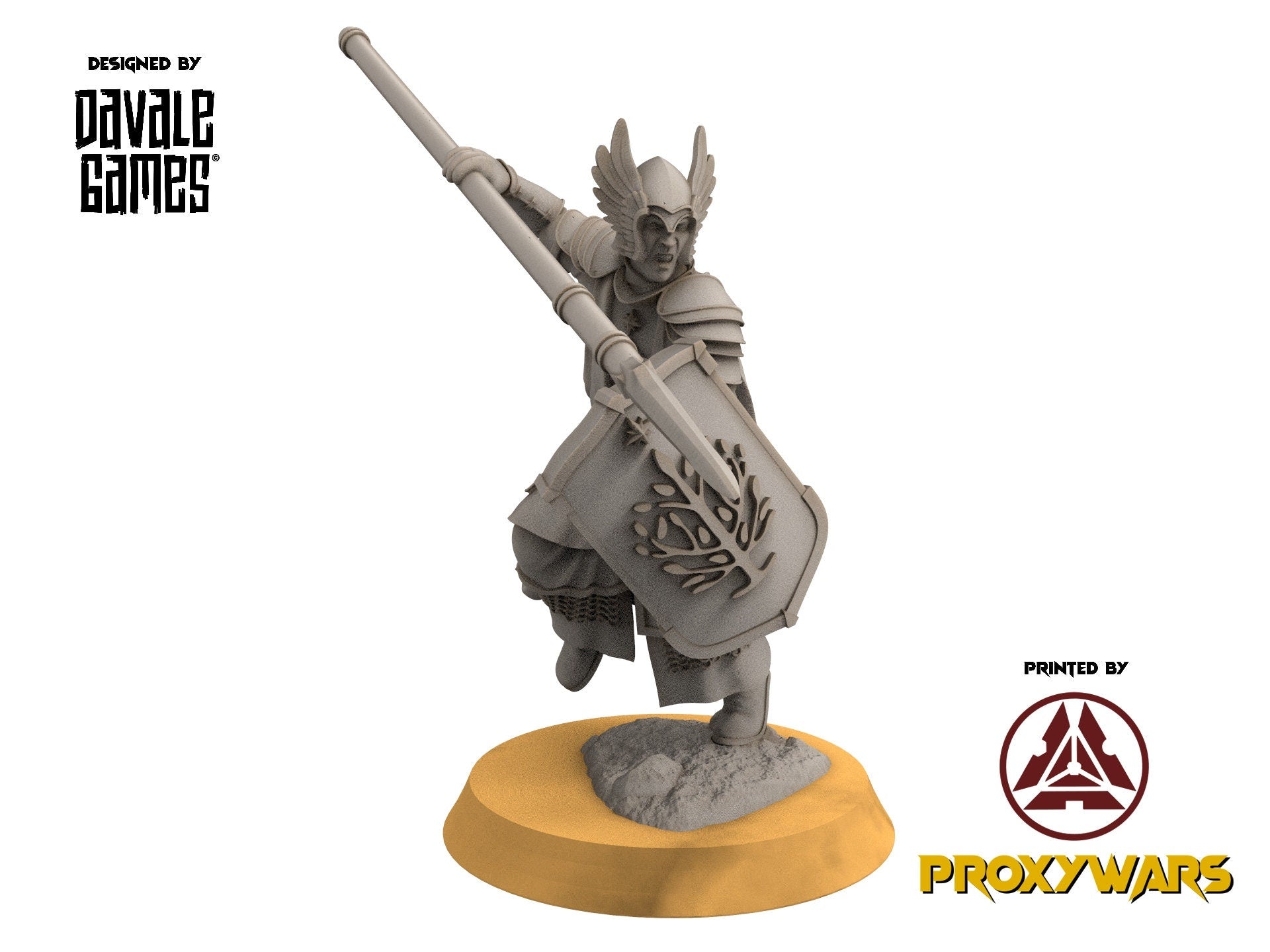 Gandor - Grey Castle 3x Guards of the Grey Tree foot, Banner Protectors of the shire, miniatures for wargame D&D, Lotr...