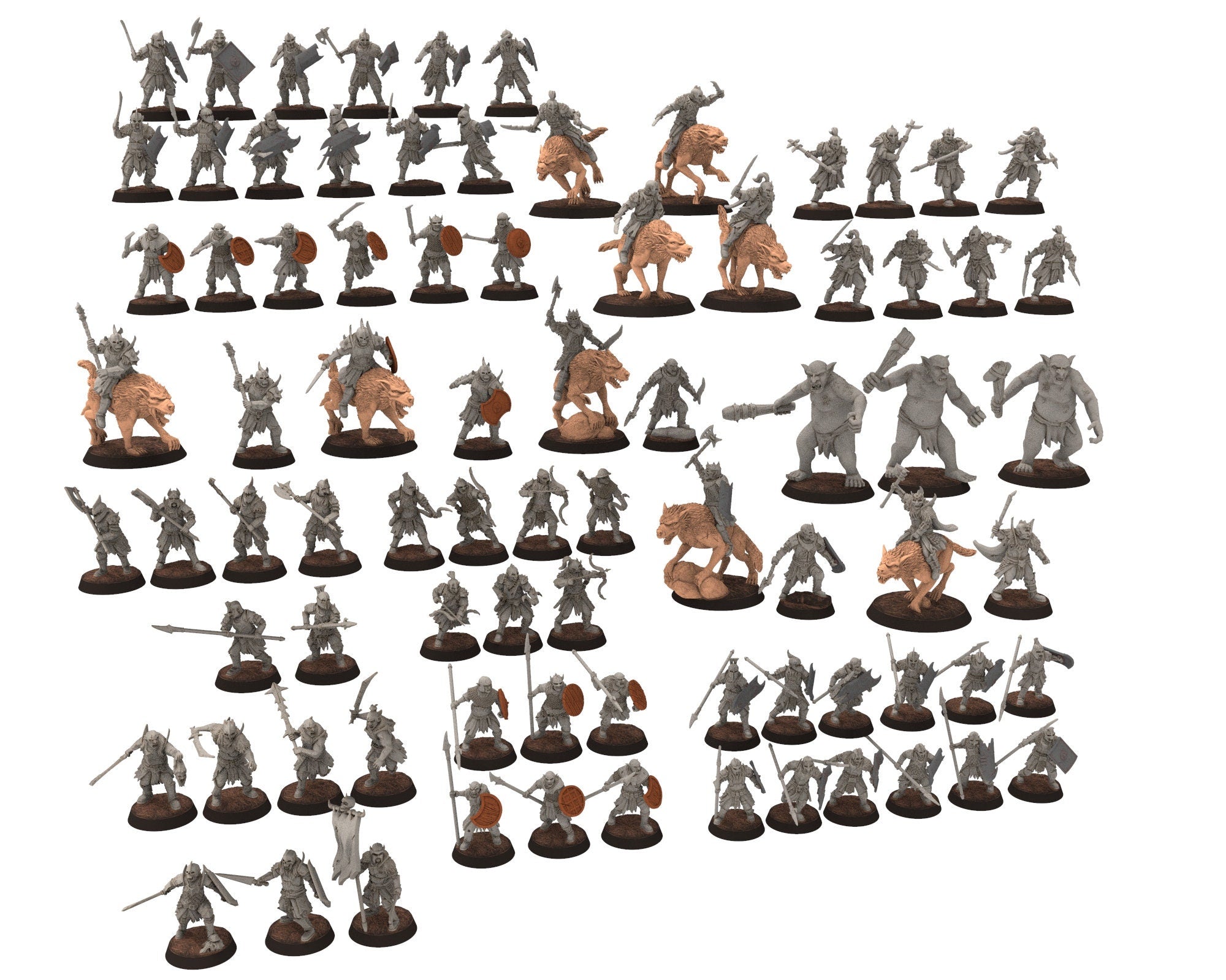 Orc horde - Chariot warriors warband, Middle rings miniatures for wargame D&D, LOTR, Frostgrave... Modular miniatures Quatermaster3D