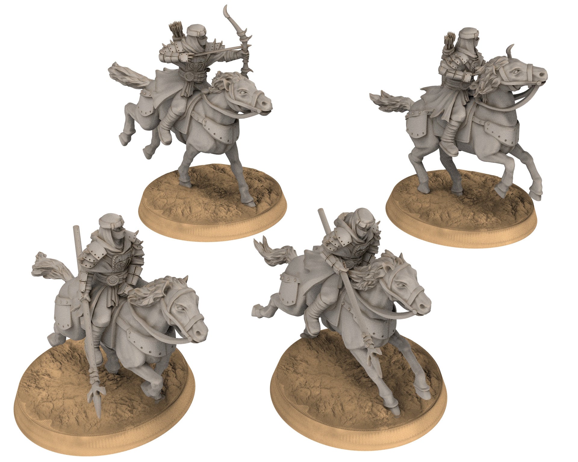 Harad - x2 Cobra Cult Commanders ft and mtd, Berber nomads, Harad Bedouin Arabs Sarazins miniatures for wargame D&D, Lotr... Quatermaster3D