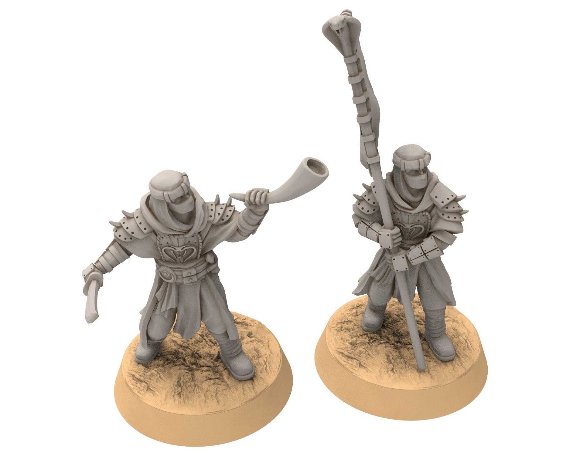 Harad - x2 Cobra Cult Commanders ft and mtd, Berber nomads, Harad Bedouin Arabs Sarazins miniatures for wargame D&D, Lotr... Quatermaster3D