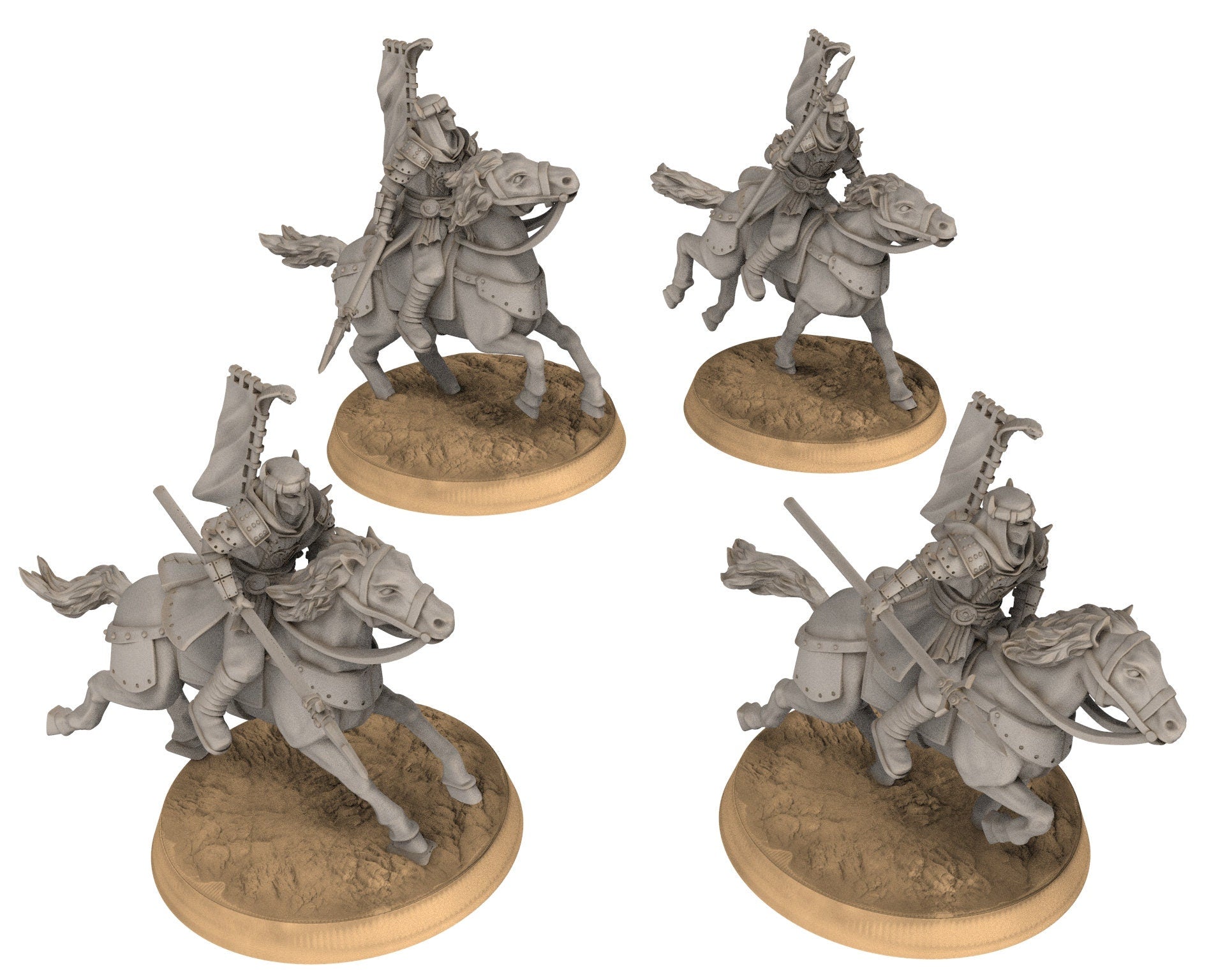 Harad - x2 Cobra Cult Commanders ft and mtd, Berber nomads, Harad Bedouin Arabs Sarazins miniatures for wargame D&D, Lotr... Quatermaster3D