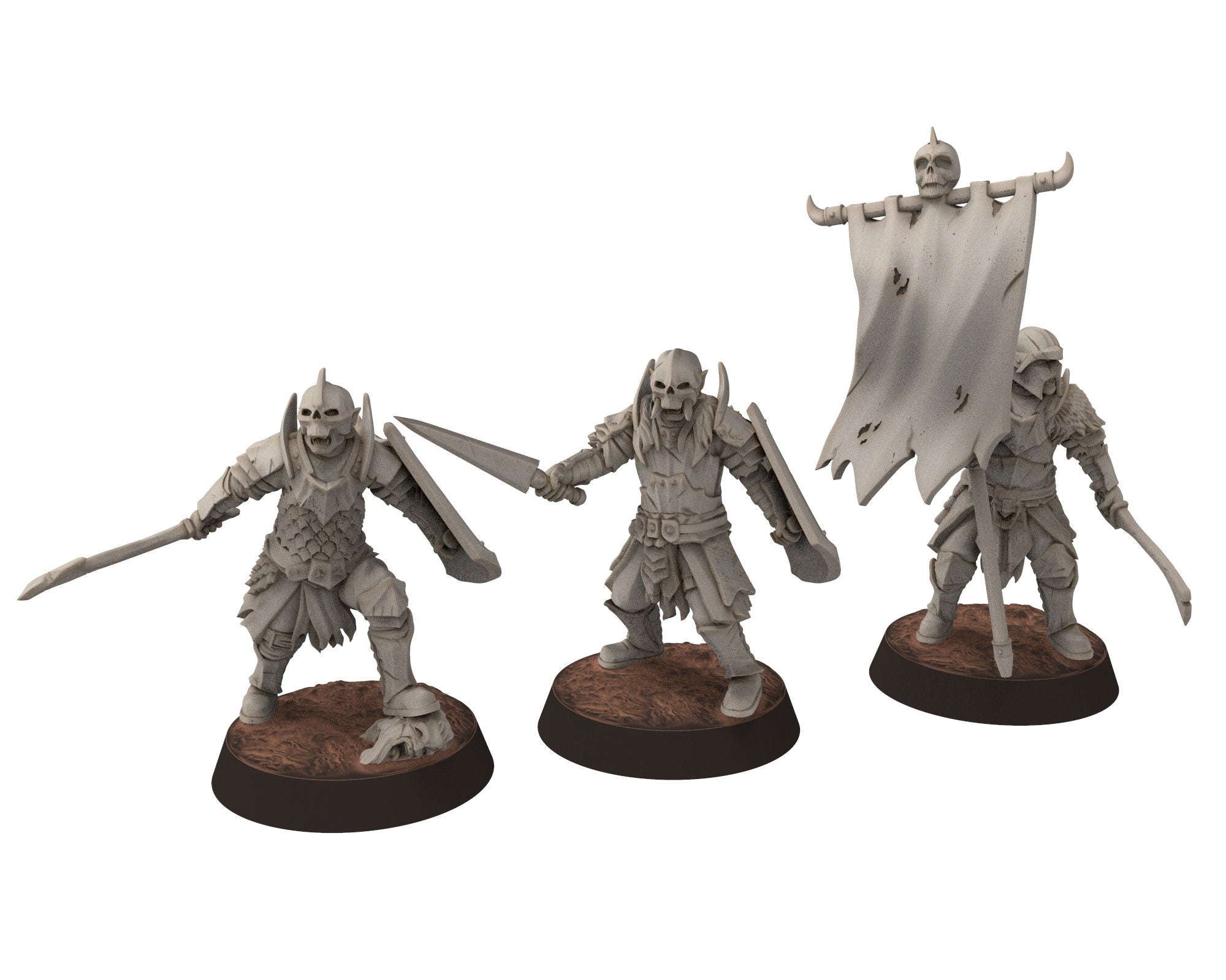 Orc horde - Captain V2 warriors warband, Middle rings miniatures for wargame D&D, LOTR, Frostgrave... Modular miniatures Quatermaster3D