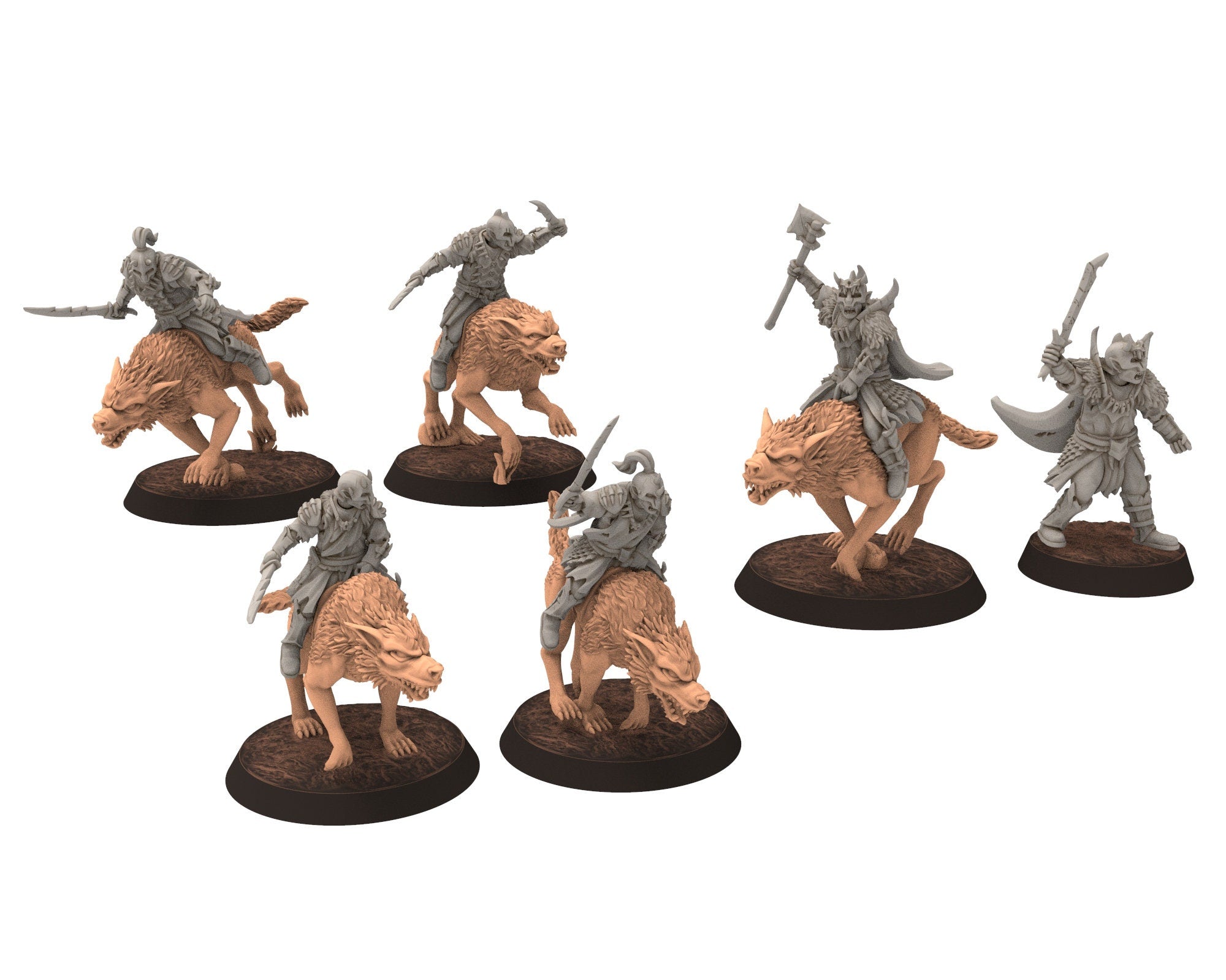 Orc horde - Scout Dual weapons warriors warband, Middle rings for wargame D&D, LOTR, Frostgrave... Modular miniatures Quatermaster3D