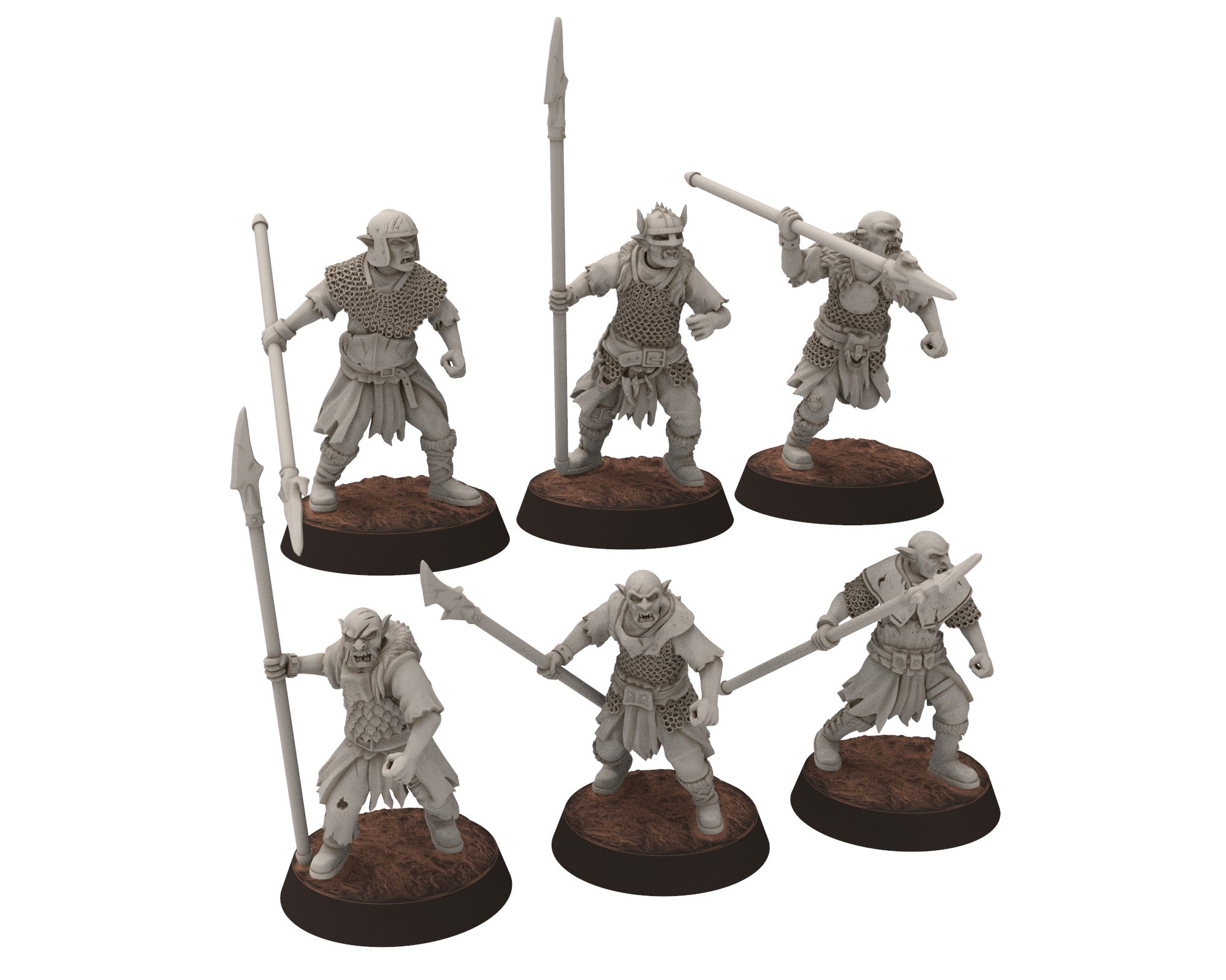 Orc horde - Patroll warriors warband, Middle rings miniatures for wargame D&D, LOTR, Frostgrave... Modular miniatures Quatermaster3D