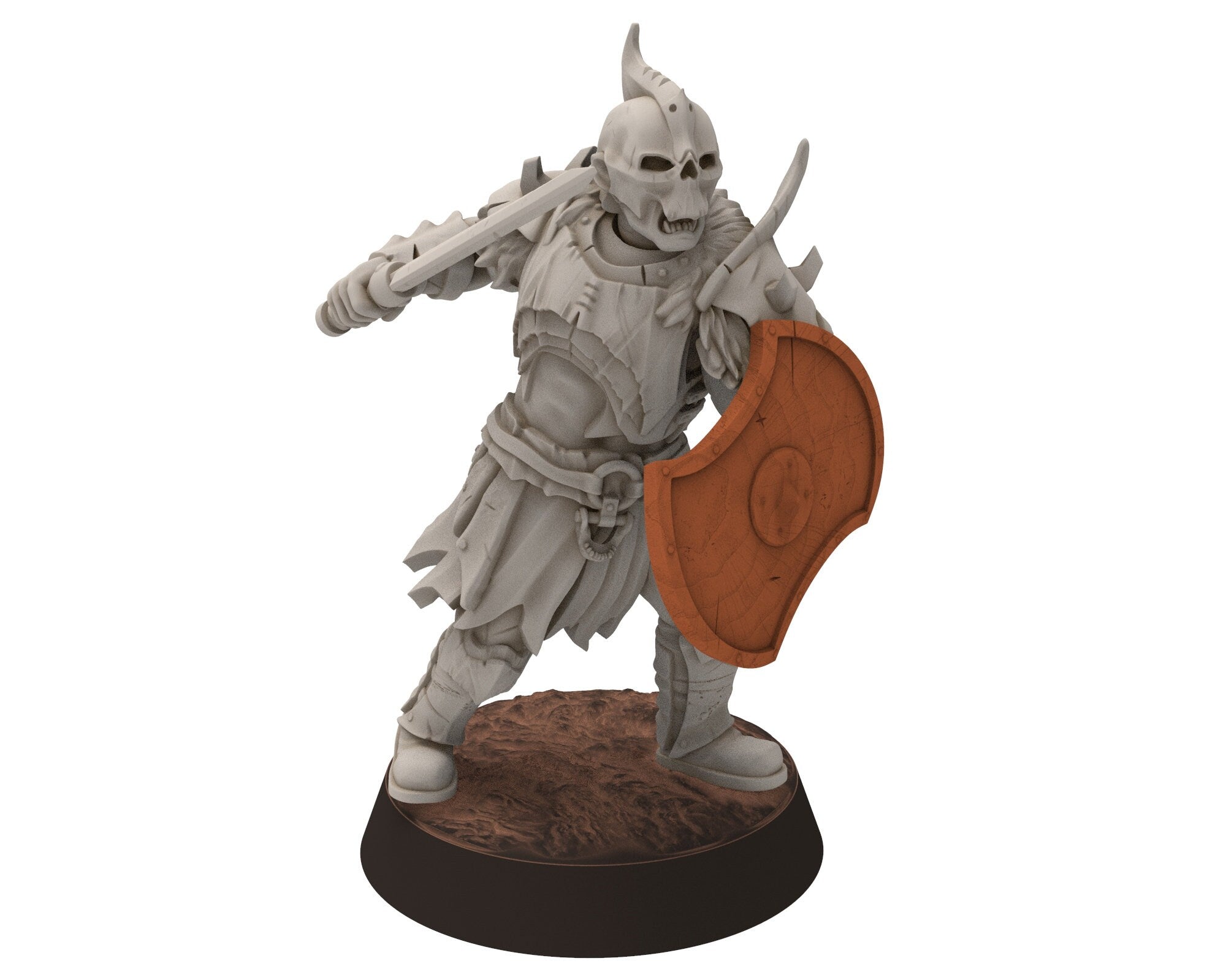 Orc horde - Sword & Shield warriors warband, Middle rings miniatures for wargame DnD, LOTR, Frostgrave... Modular miniatures Quatermaster3D