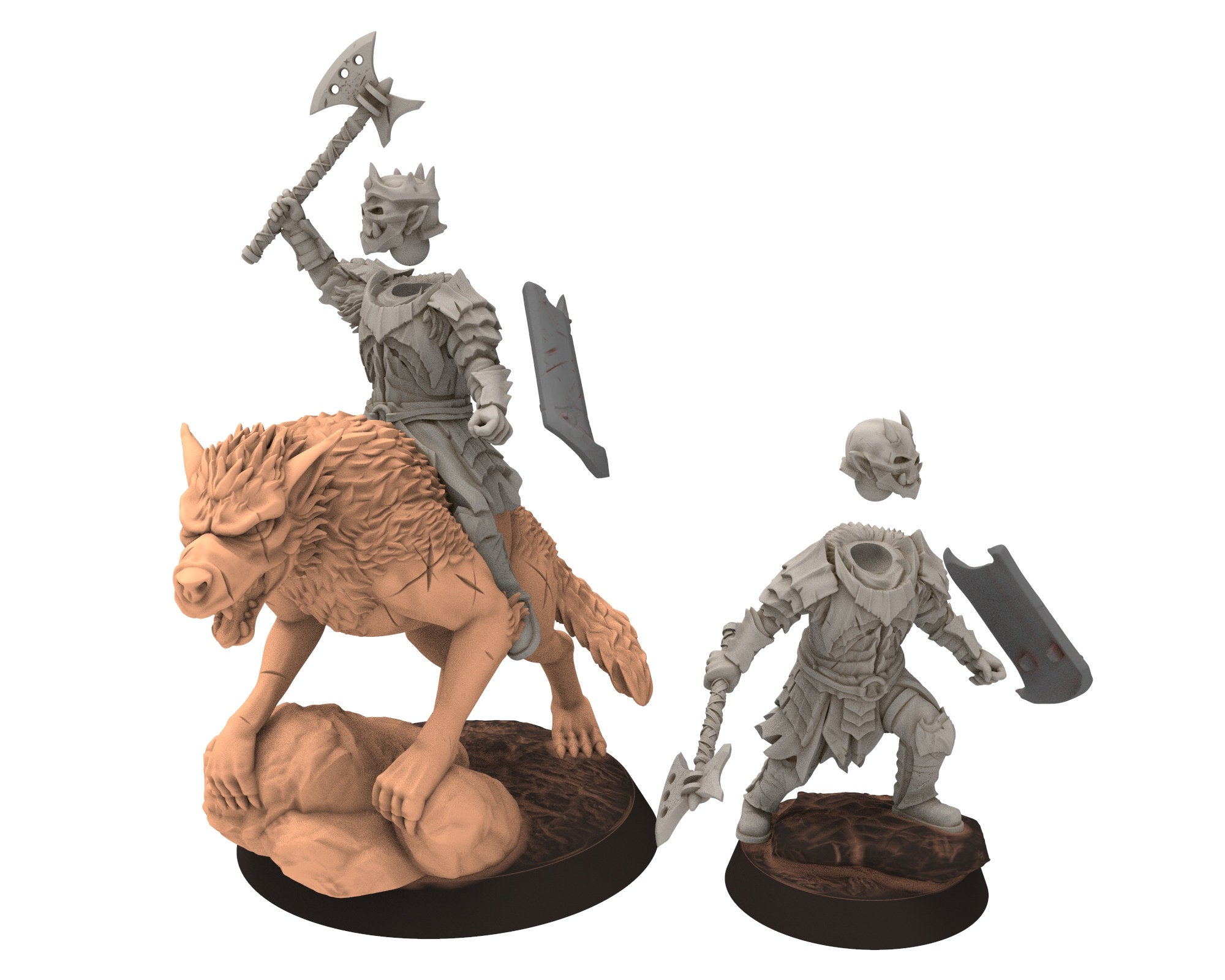 Orc horde - Fierce Warlord on foot warriors warband, Middle rings for wargame DnD, LOTR, Frostgrave... Modular miniatures Quatermaster3D