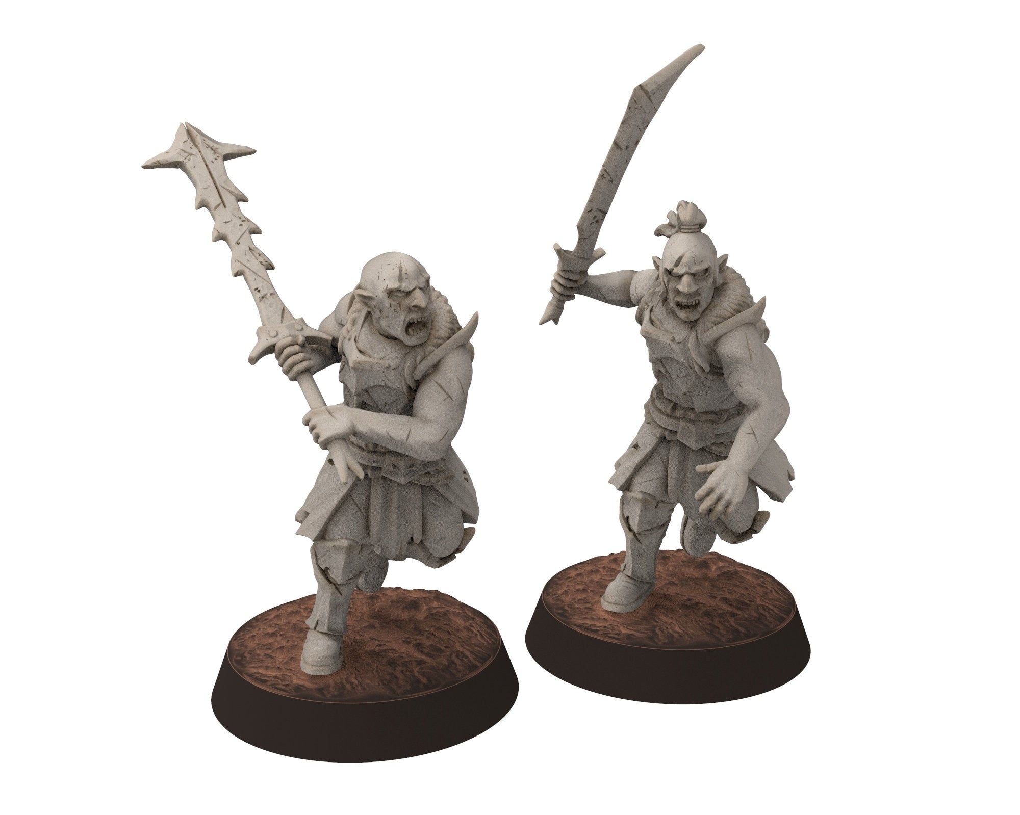 Orc horde - Line Breakers Spearmen warriors warband, Middle rings for wargame D&D, LOTR, Frostgrave... Modular miniatures Quatermaster3D