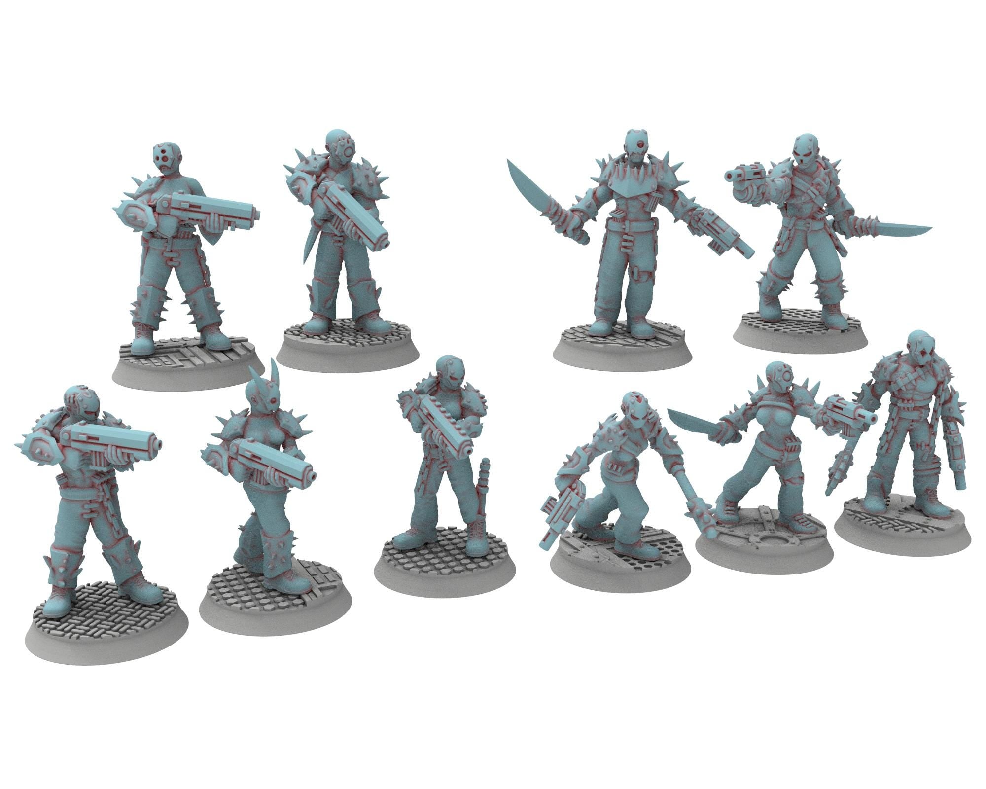 Followers of Change - 32mm Twisted Cultists of Chaos god - Flamers Team - OPR Tabletop wargame Resin 3D printed proxy, Edge Miniatures