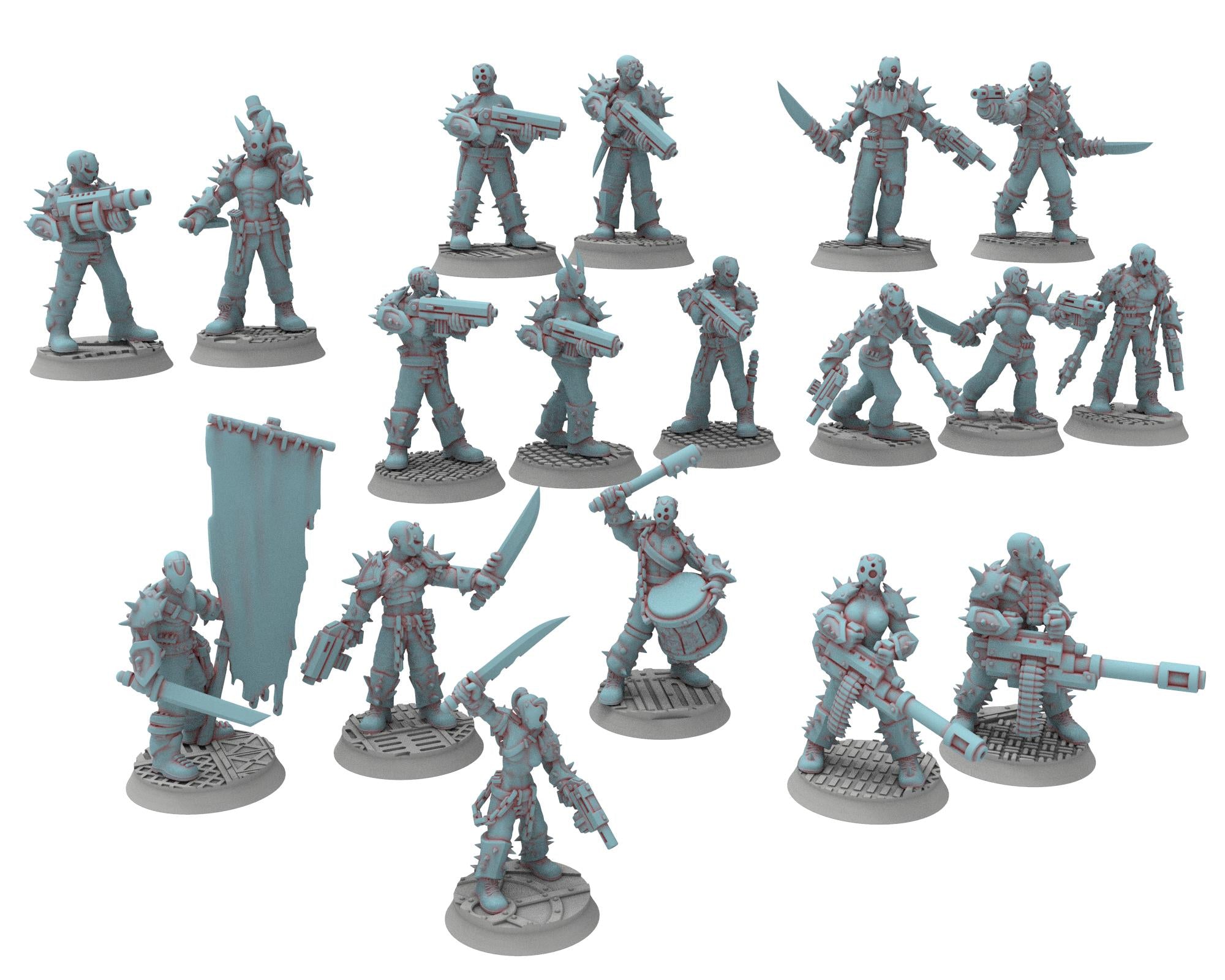 Followers of Change - 32mm Twisted Cultists of Chaos god - Staff and Leaders - OPR Tabletop wargame Resin 3D printed proxy, Edge Miniatures