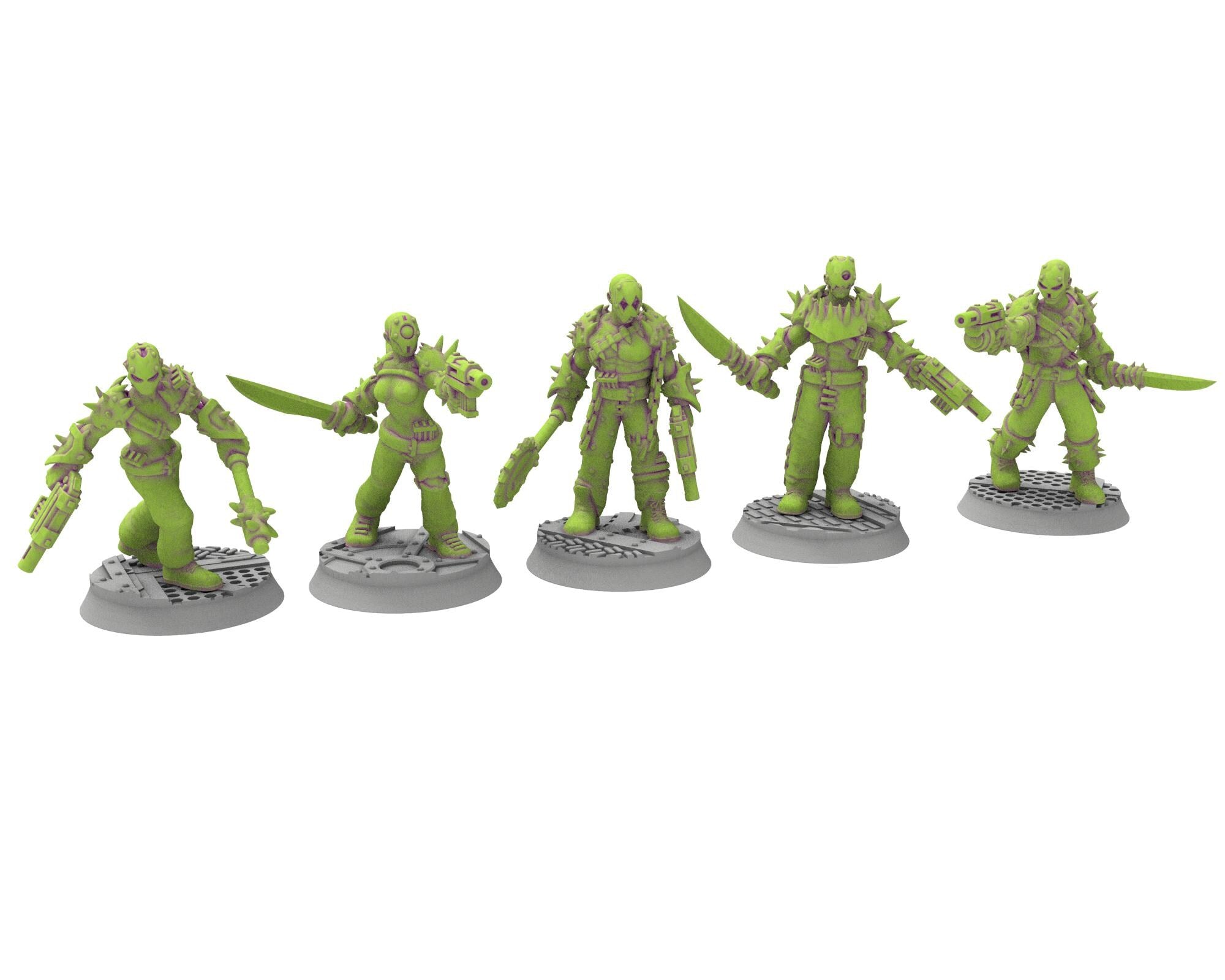 Harbingers of darkness - 32mm Cultists of Chaos god - Flamers Team - OPR Tabletop wargame Resin 3D printed proxy, Edge Miniatures