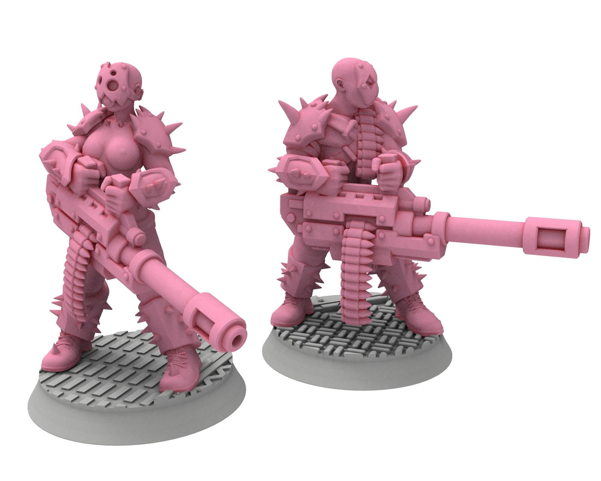 Daemons of lust - 32mm Sadistic Cultists of Chaos god - Flamers Team - OPR Tabletop wargame Resin 3D printed proxy, Edge Miniatures