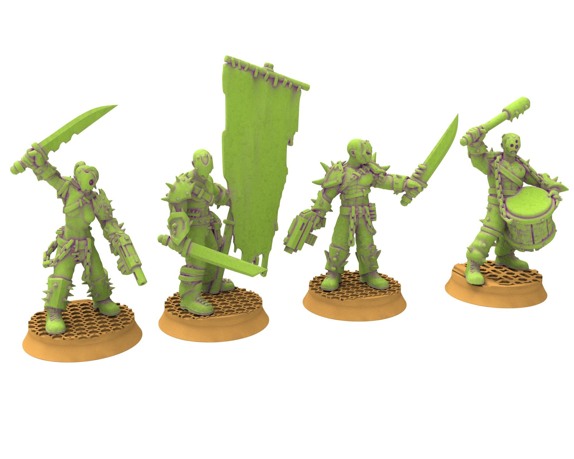 Harbingers of darkness - 28mm Cultists of Chaos god - Flamers Team - OPR Tabletop wargame Resin 3D printed proxy, Edge Miniatures
