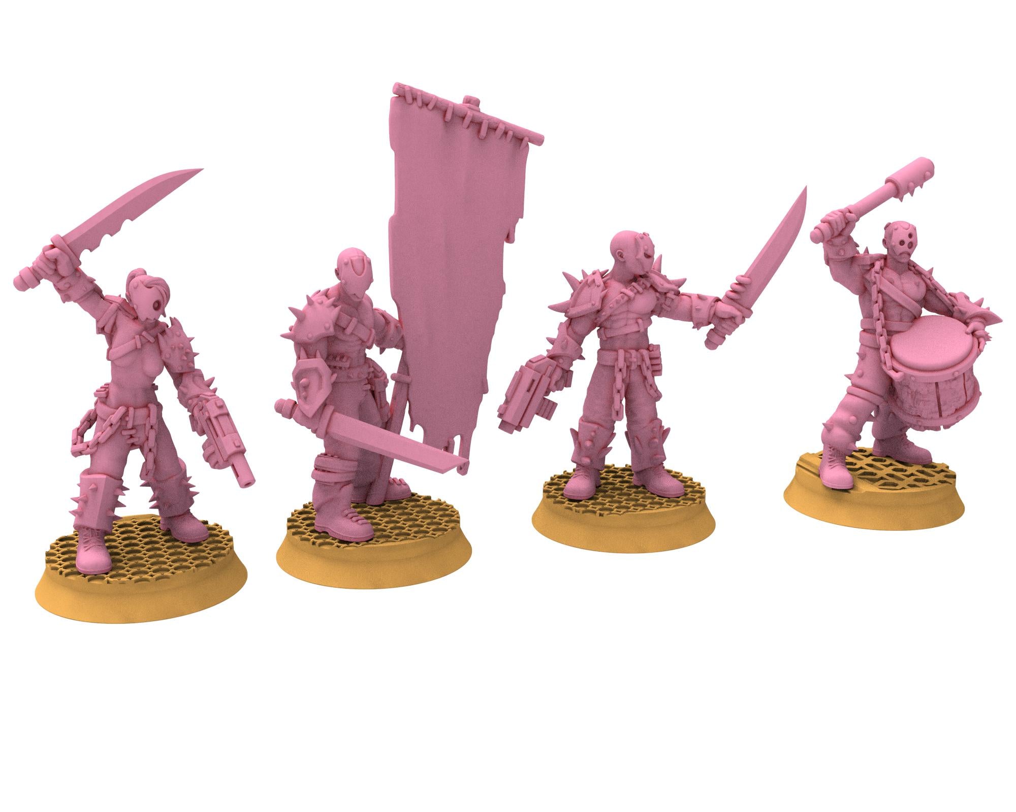 Daemons of lust - 28mm Sadistic Cultists of Chaos god - Flamers Team - OPR Tabletop wargame Resin 3D printed proxy, Edge Miniatures