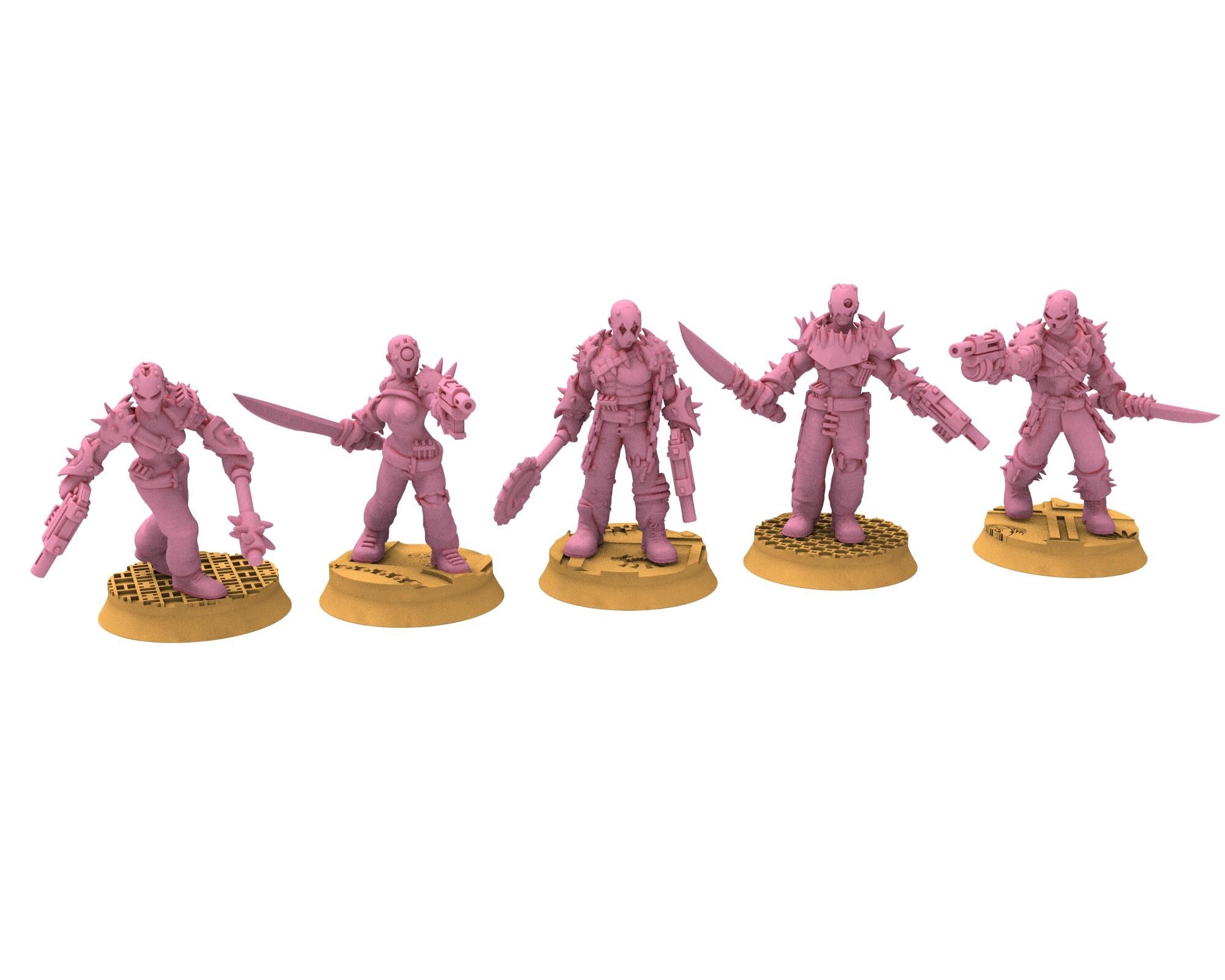Daemons of lust - 28mm Sadistic Cultists of Chaos god - Flamers Team - OPR Tabletop wargame Resin 3D printed proxy, Edge Miniatures