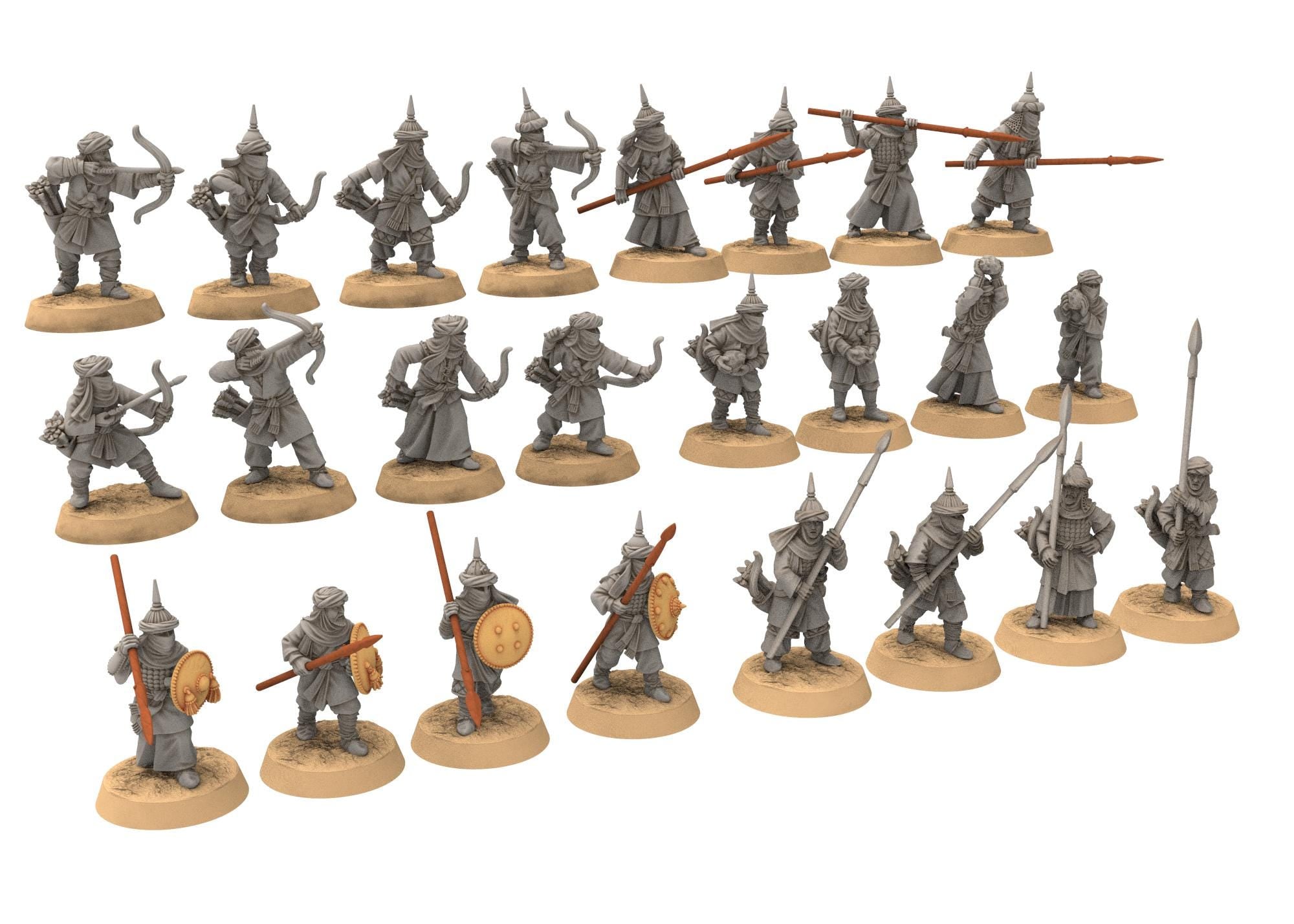 Harad - Southron Besieged Conscript with Rocks, Berber nomads, Harad Bedouin Arabs Sarazins Medbury miniatures for wargame D&D, Lotr...
