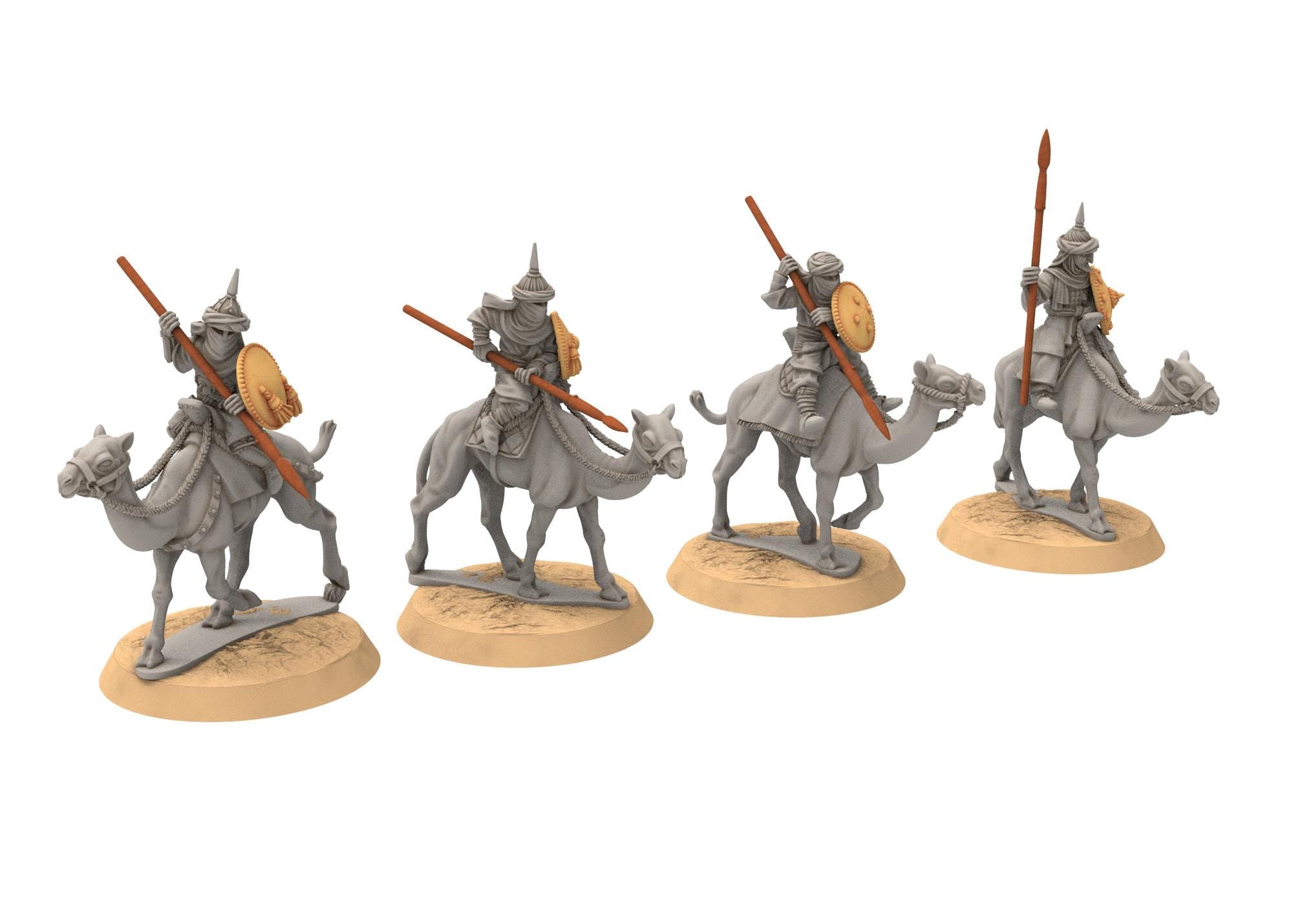 Harad - Southron Camel Riders Spears, Berber nomads, Harad Bedouin Arabs Sarazins Medbury miniatures for wargame DnD, Lotr...