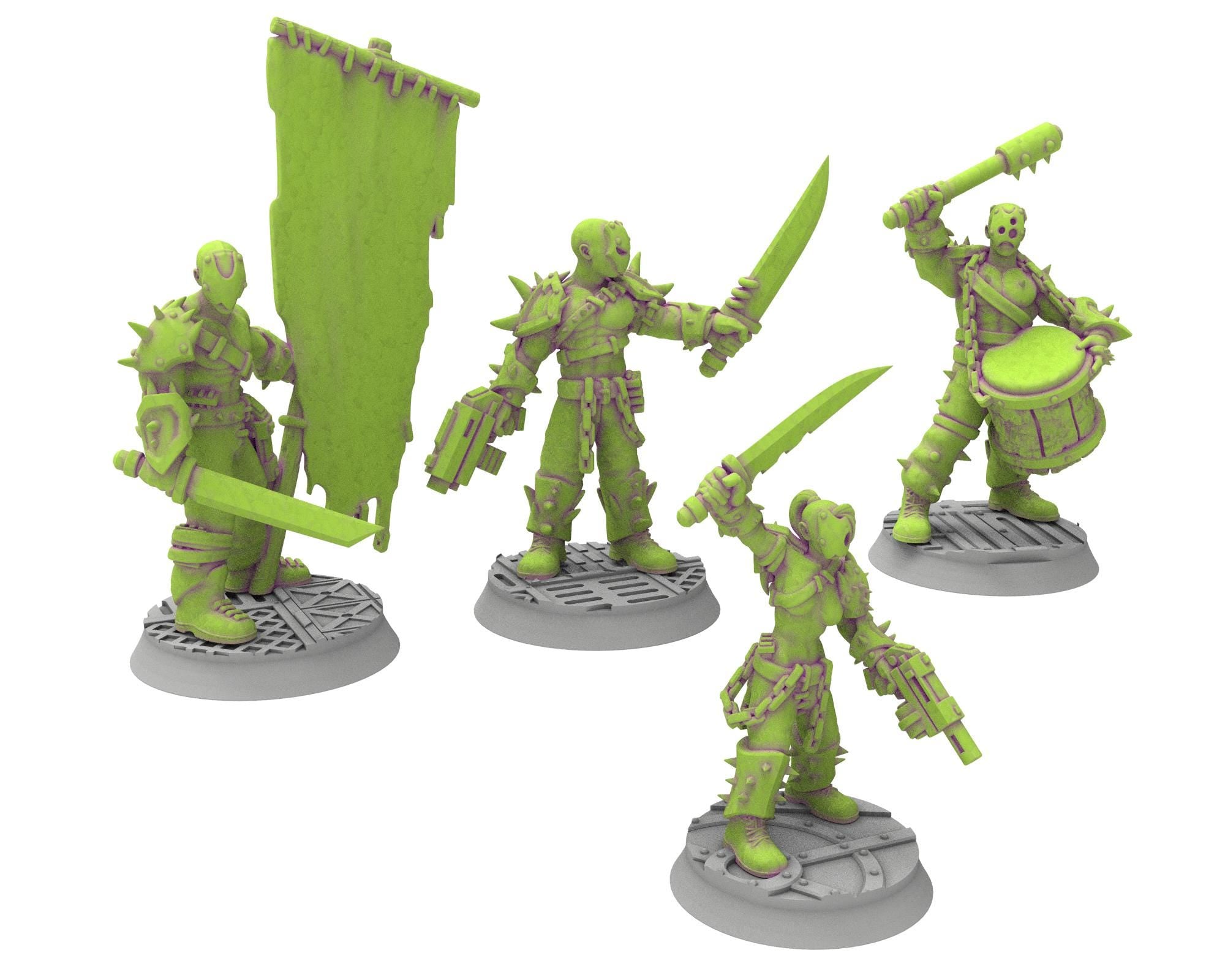 Harbingers of darkness - 32mm Cultists of Chaos god - Full infantry unit - OPR Tabletop wargame Resin 3D printed proxy, Edge Miniatures