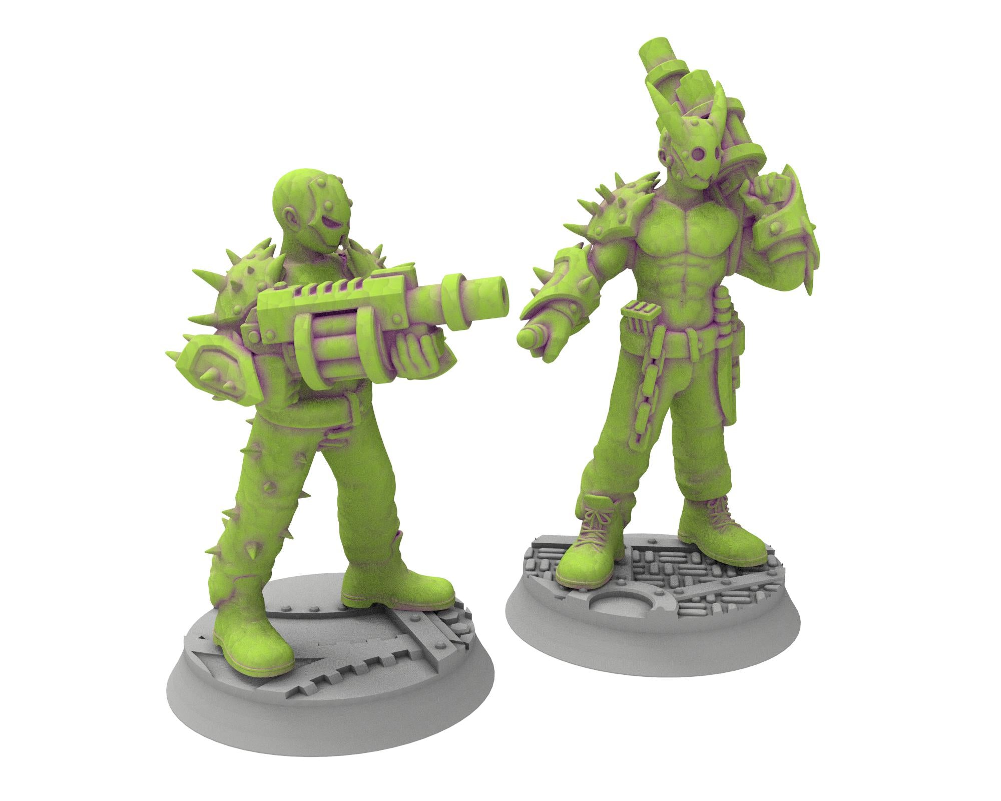 Harbingers of darkness - 32mm Cultists of Chaos god - Flamers Team - OPR Tabletop wargame Resin 3D printed proxy, Edge Miniatures