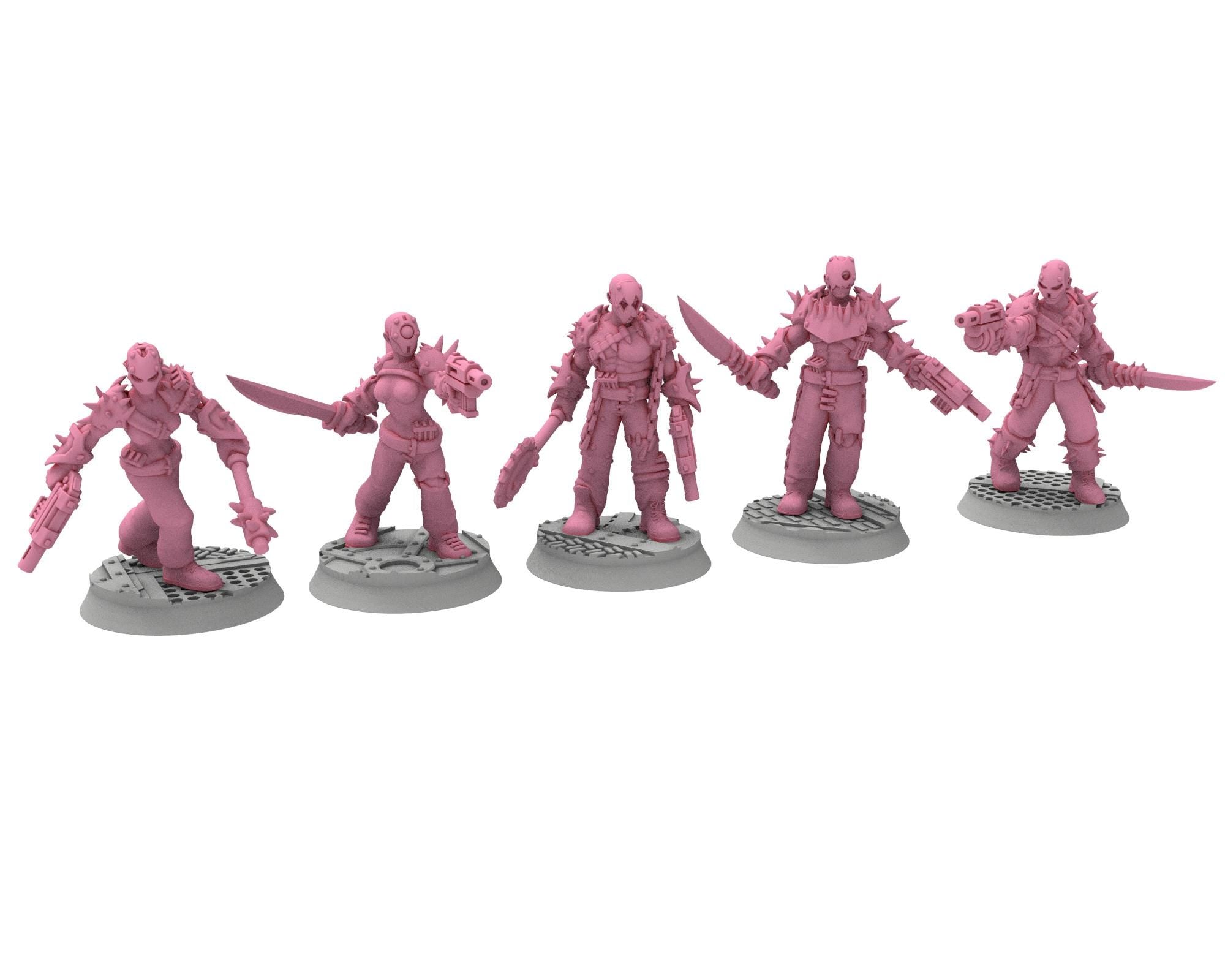 Daemons of lust - 32mm Sadistic Cultists of Chaos god - Flamers Team - OPR Tabletop wargame Resin 3D printed proxy, Edge Miniatures
